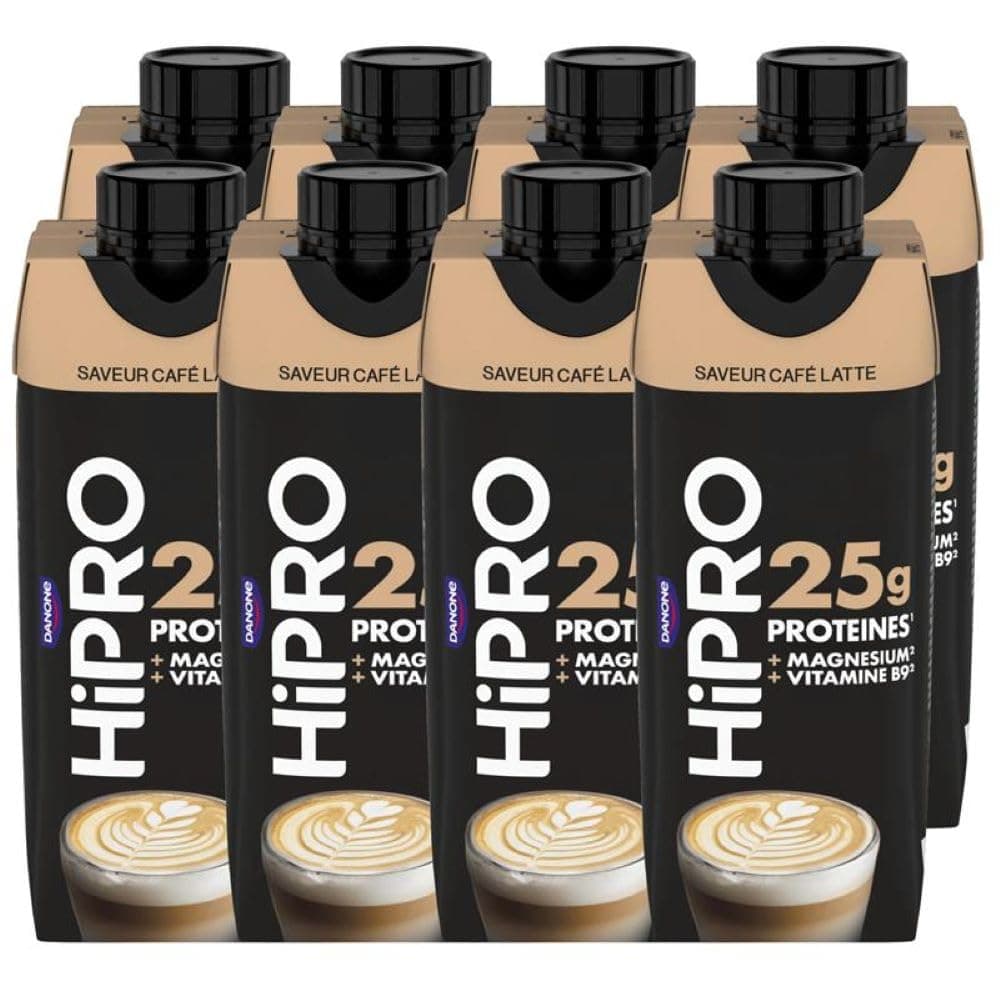Hipro - Boisson protéinée goût café latte - 330ml - Lot de 8x330ml