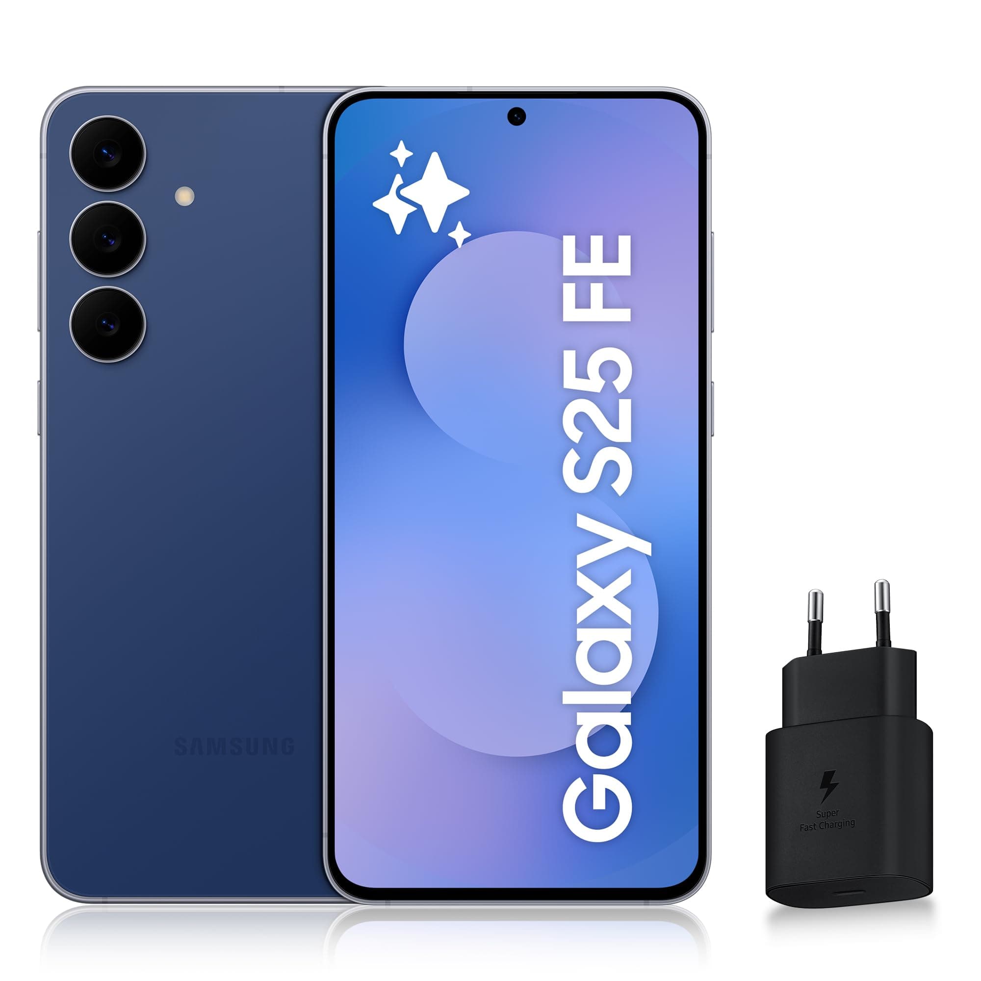Samsung Galaxy S25 FE, Smartphone Android 5G avec Galaxy AI, 256 Go, Chargeur secteur rapide 25W inclus, Smartphone déverrouillé, Bleu Nuit, Version FR
