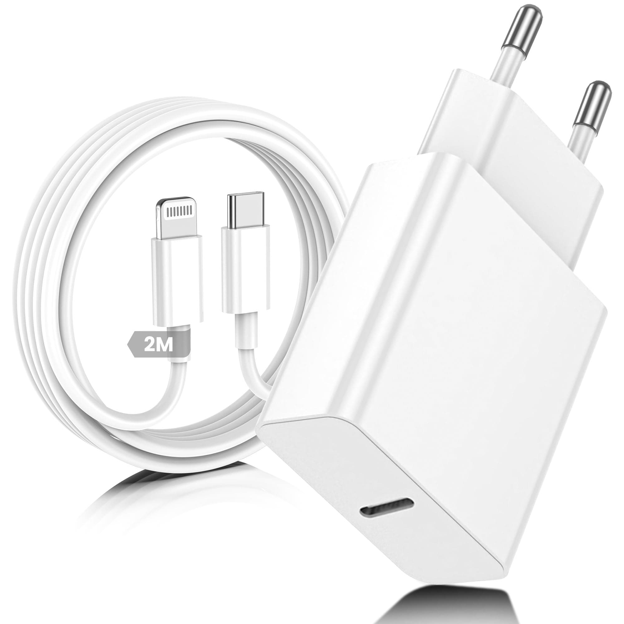 Chargeur iPhone,Chargeur Rapide avec 2M Câble USB C,Type C Adaptateur Secteur pour Original Apple iPhone 14/13/12/11/Plus/Pro/Pro Max/SE/X/XS/XR SE/8