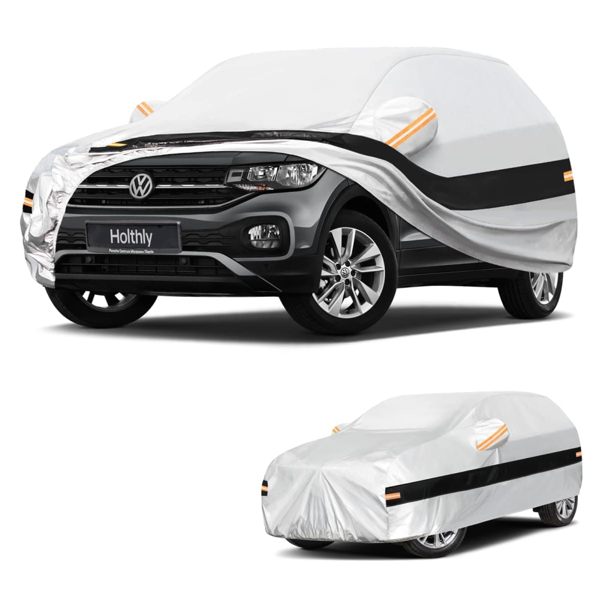 Holthly Bache Voiture Exterieur SUV pour Volkswagen/VW T-Cross（2019-2026） Housse Voiture à 10 Couche,Bache Voiture 100% Imperméable,Bâche Protection Voiture écran Solaire,Protection UV,Anti Rayures