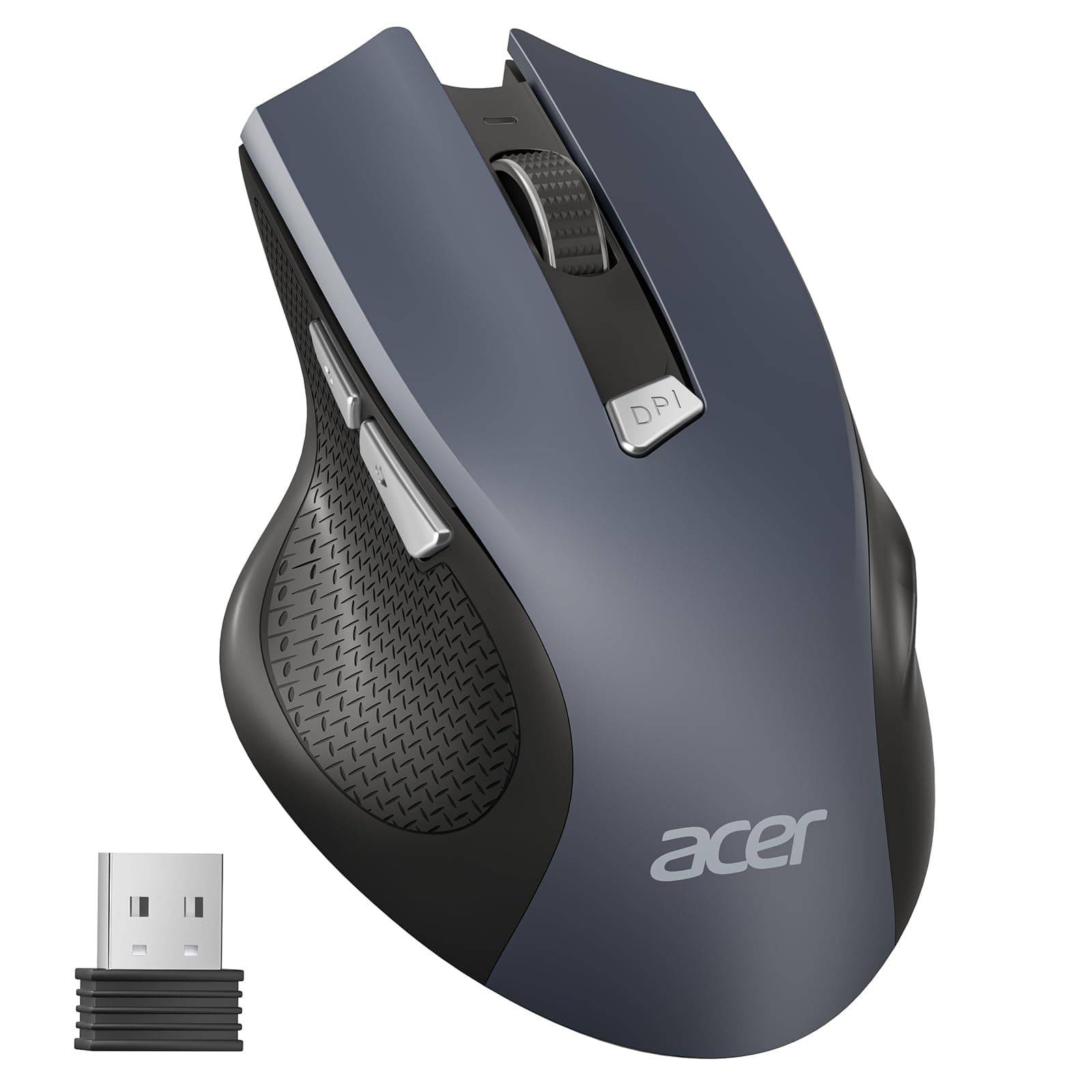 acer Maus Kabellos, 2.4GHz 1600 DPI Funkmaus, 3 Einstellbare DPI Wireless Mouse mit 6 Tasten, Batteriebetriebene Kabellose Maus für Laptop, PC und MacBook, Empfohlen für Rechtshänder
