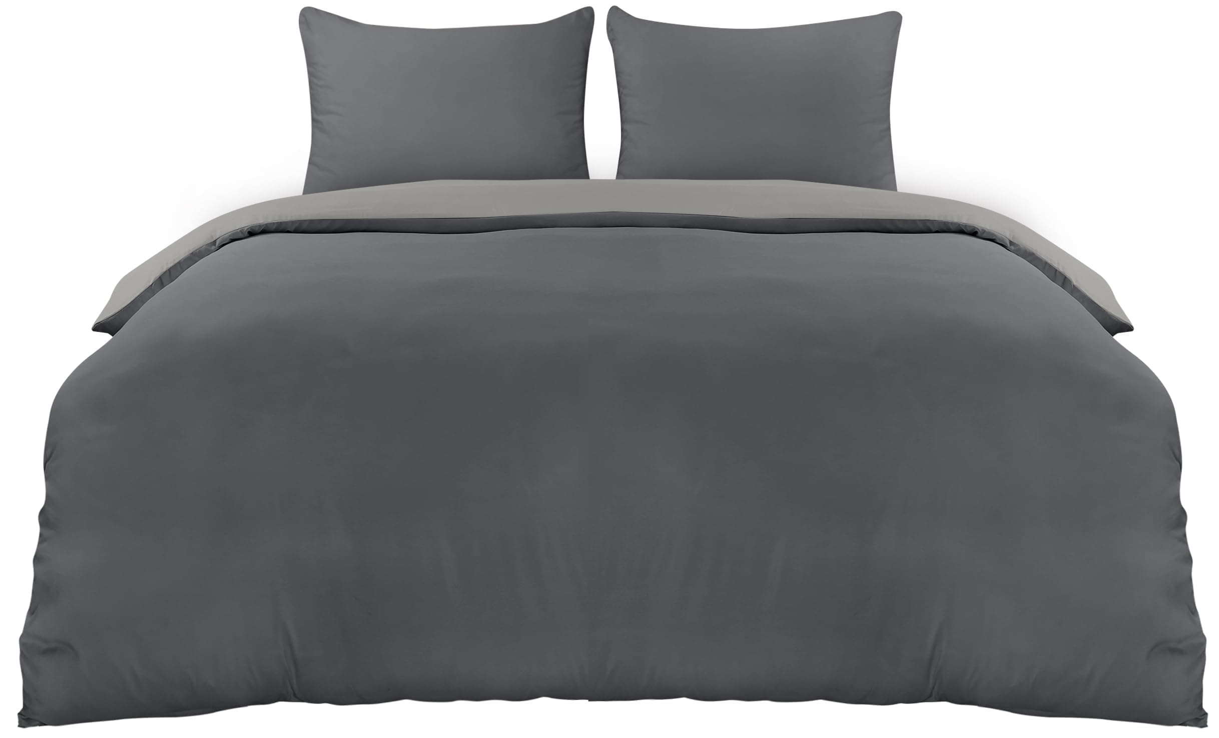 Utopia Bedding Housse de Couette 220x240 cm avec 2 Taies d'oreiller 65x65 cm (Gris Foncé/Gris Clair) - Parure de lit 220 x 240 cm - Ensembles de Housses de Couette en Microfibre brossée Douce