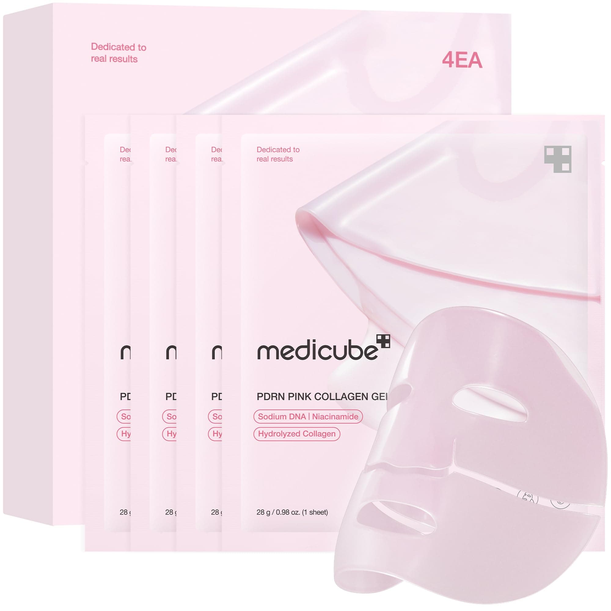medicube Salmon Dna Pdrn Pink Collagen Jelly Gel Mask Overnight Face Mask for Glass Glow Hautelastizität. hydratisierend. straffend und feuchtigkeitsspendend. 4 Stück (1 Packung)