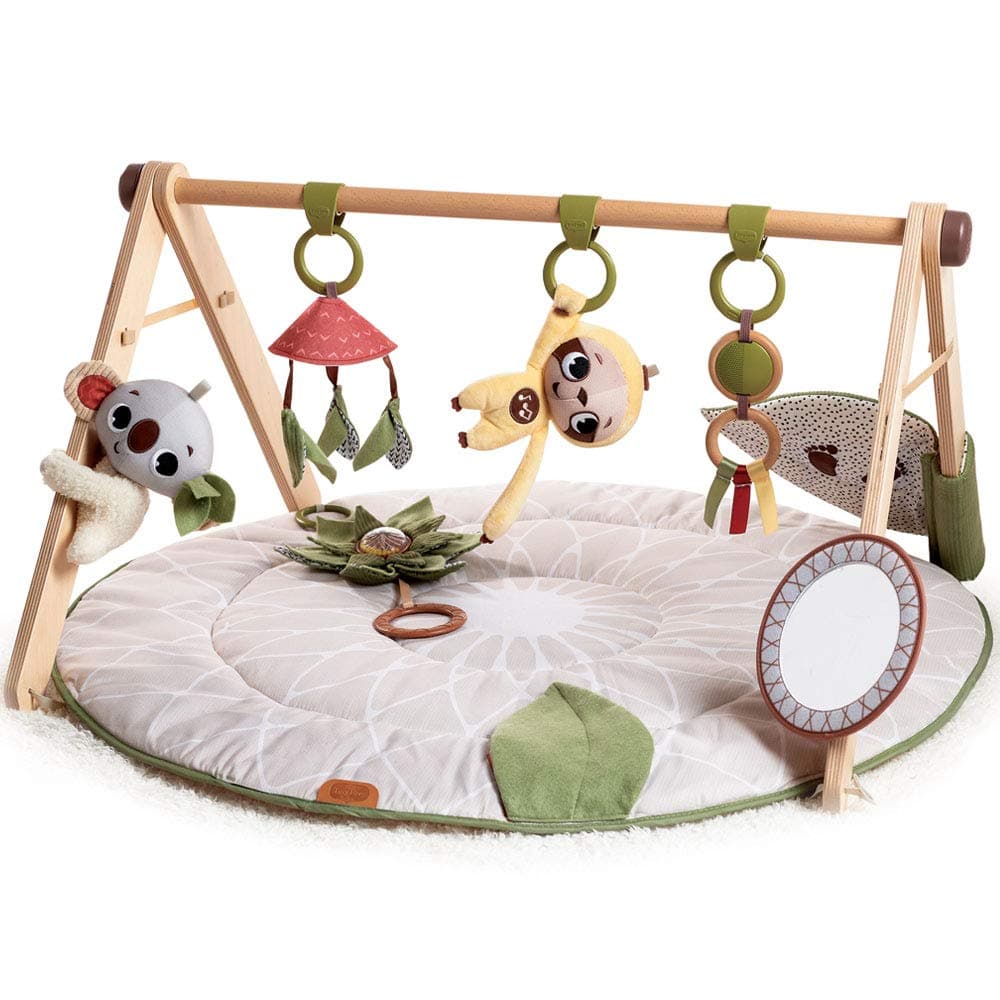 Tiny Love Luxe Developmental Gymini, Elegante Gimnasio Infantil Evolutivo con Música, Desde 0 Meses, Gimnasio Bebe, 20 Actividades, Juguete Musical Portátil, 12 Tarjetas de Logros, Boho Chic