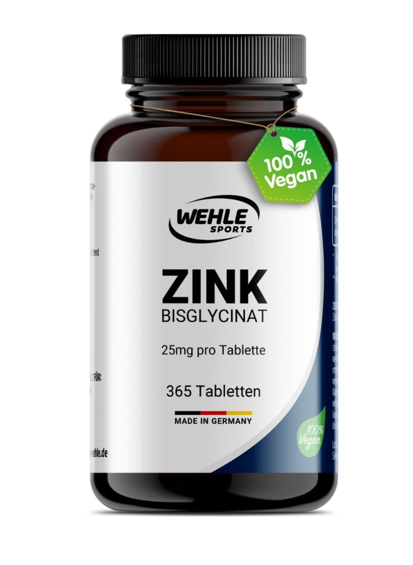 Wehle Zink Tabletten 365 hochdosiert (25mg pro Tablette) – Zink Bisglycinat – Laborgeprüft, Vegan, hergestellt in DE – Verpackung kann variieren