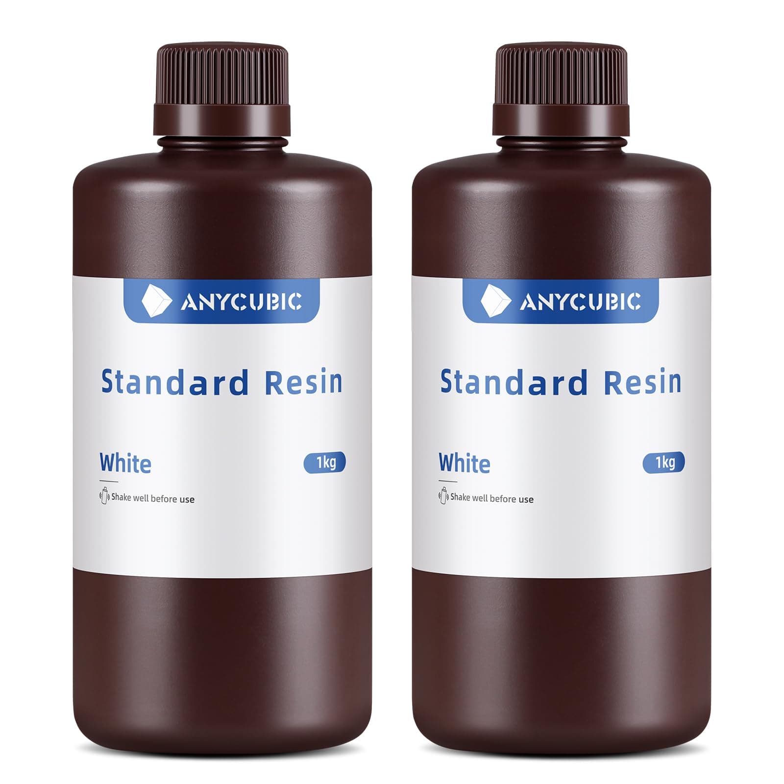 ANYCUBIC 3D Drucker Resin, UV 405nm Standard Rapid Photopolymer Resin, mit Hoher Genauigkeit und Schneller Aushärtung und Hervorragender Fließfähigkeit für den LCD DLP 3D Printer (Weiß,1kg,2pcs)