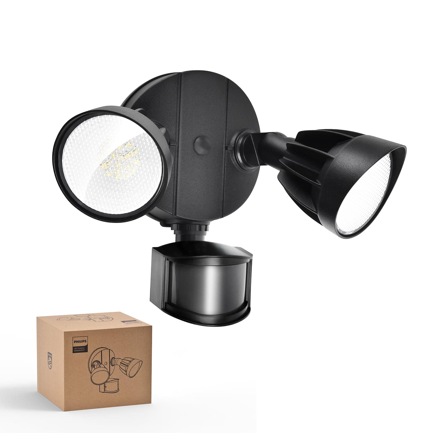 Philips 21W 3000LM Outdoor LED Security Light with PIR Motion Sensor 5000K Daylight Floodlight, Waterproof, Dusk to Dawn Function, 2 Adjustable Heads, 4 Modes