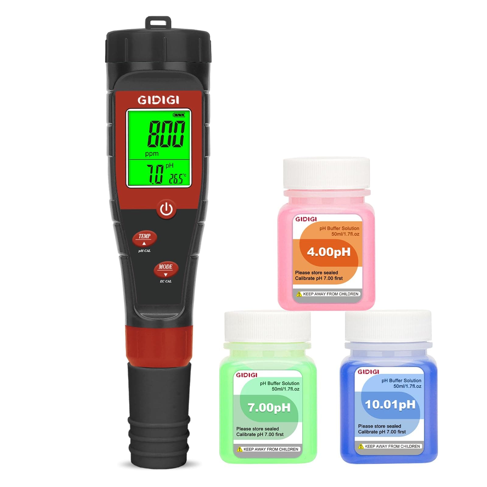Medidor de pH Digital de Agua, medidor de pH 4 en 1 para Agua hidropónica, TDS EC PPM para nutrientes Vegetales, medidor de conductividad pH de Pluma para Agua Potable, DWC, Plantas de Interior
