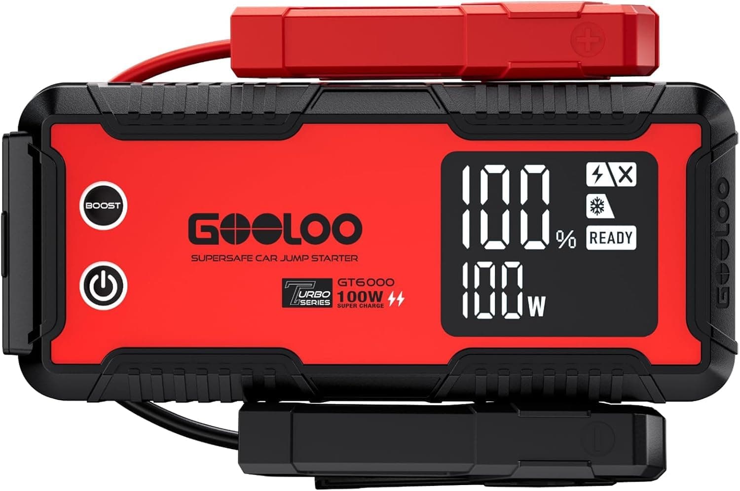 GOOLOO GT6000 Booster Batterie Voiture, 6000A PIC SÉCURISÉ Chargeur Rapide Bi-Directionnel pour Voiture 12V (All Essence, 12 L Diesel), Booster Batterie Portable avec Lampe Torche LED, Écran LED 3,2"