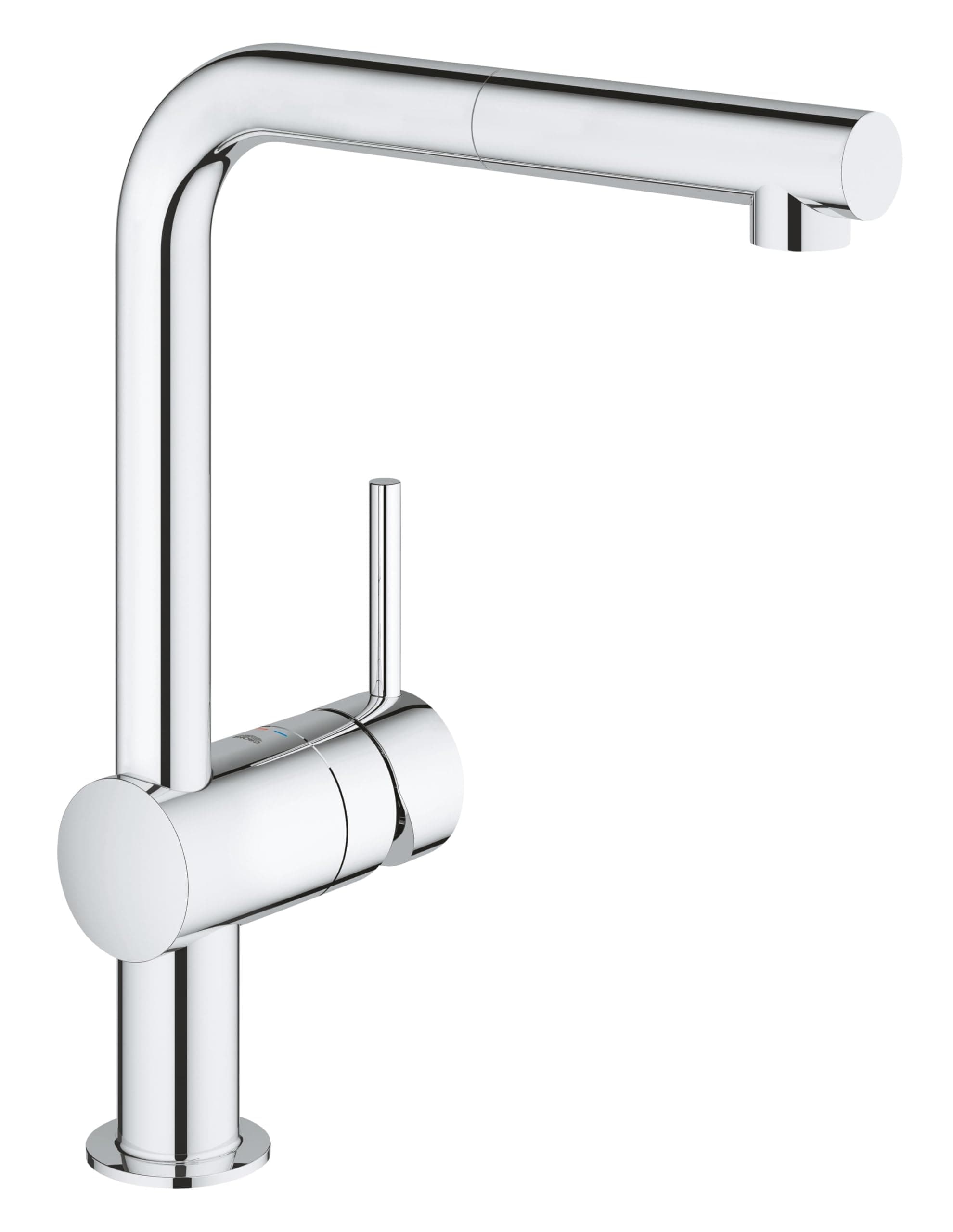 GROHE Minta QuickFix, Grifo de cocina (caño alto extraíble, forma en L y giro de 360º, menor consumo de agua, sistema de instalación rápida), cromo, 32168000