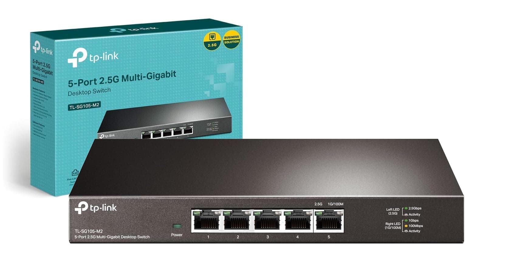 TP-Link TL-SG105-M2 - Switch Ethernet 2.5G No Gestionado de 5 Puertos, Ideal para 2.5G NAS/Servidor/PC Gaming/Video 4K, Plug & Play, IGMP Snooping, QoS, Sin Ventilador