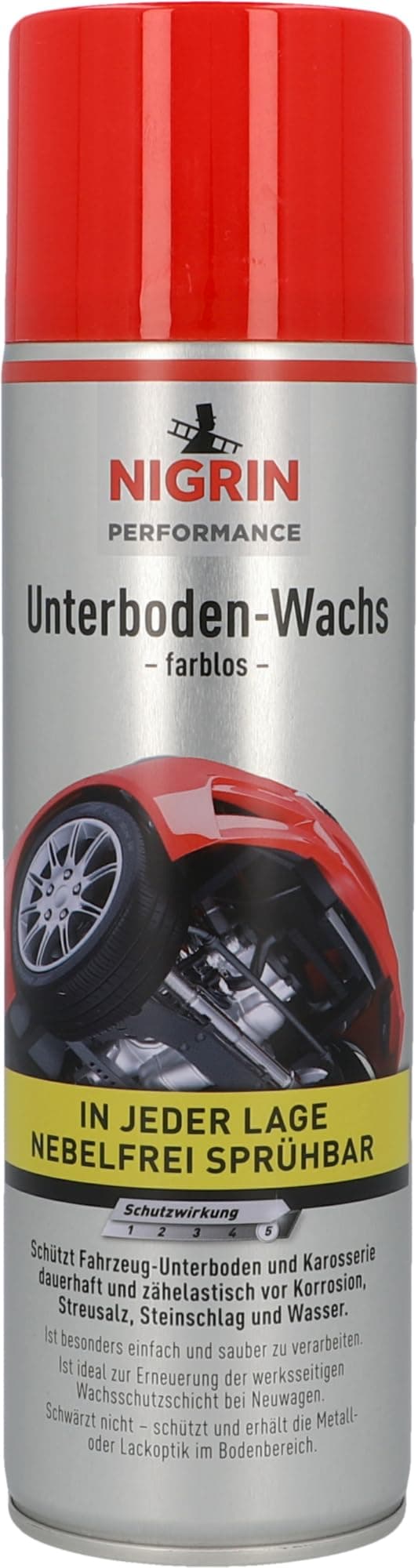 NIGRIN Performance Unterboden Wachs, Schutz von Fahrzeug-Unterböden und Karosserien, erhält Metall- oder Lackoptik im Bodenbereich, einfach und sauber verarbeitbar, 500 ml
