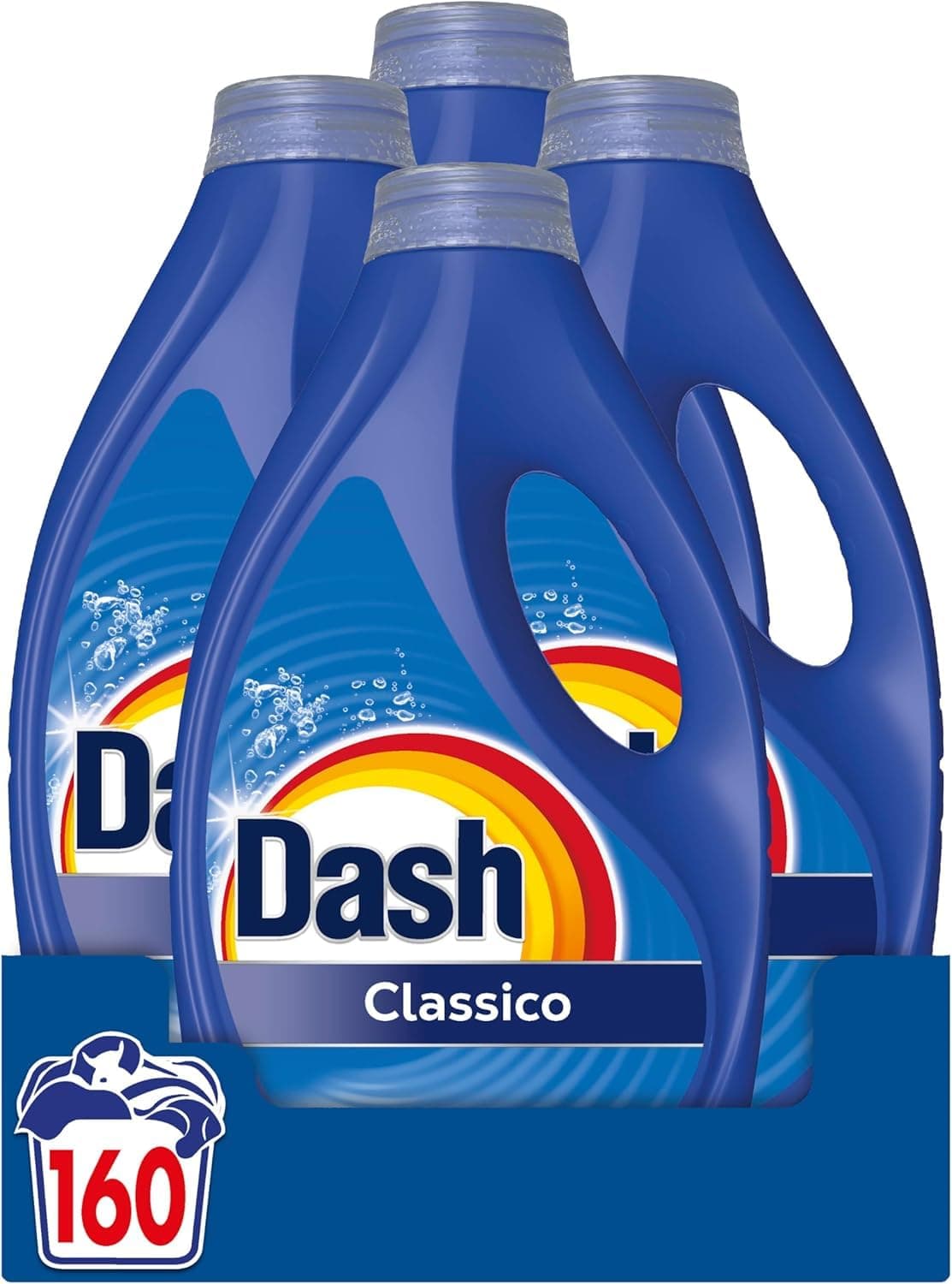 Dash Power Detersivo Liquido Lavatrice, 160 Lavaggi (4x40), Classico, Rimuove Le Macchie, Igienizza, Brillantezza Per I Capi