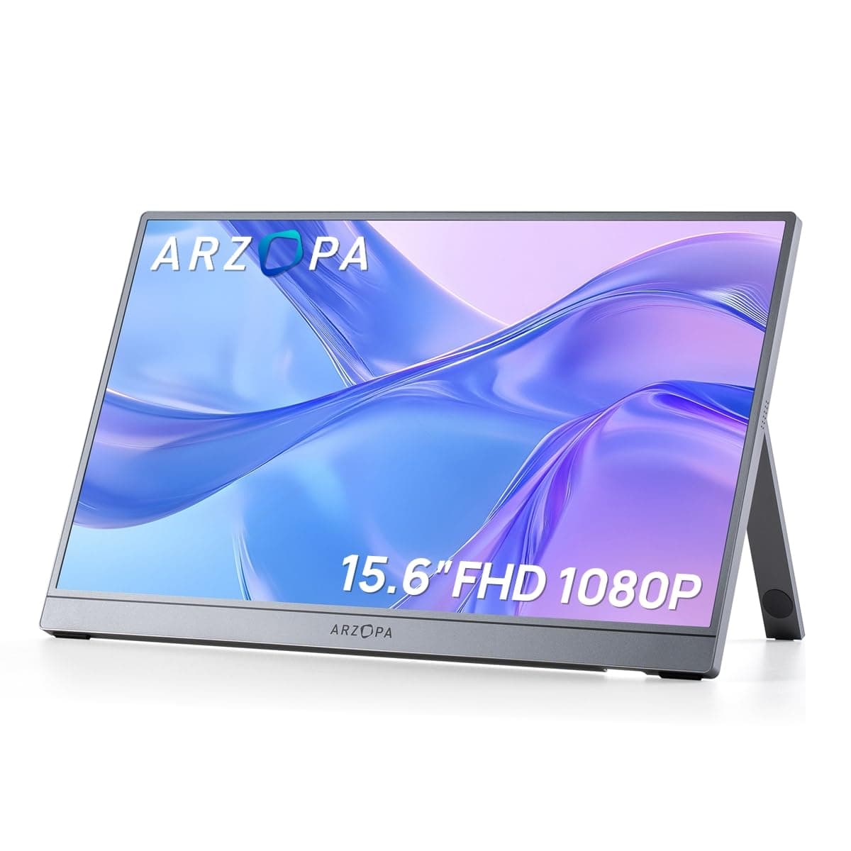 ARZOPA Monitor Portatile 15,6" FHD 1920×1080 IPS, HDR, Ultra Sottile – Secondo Schermo Ultrasottile per Laptop, Mac, PC, Xbox, Switch, PS5 - A1 Grigio