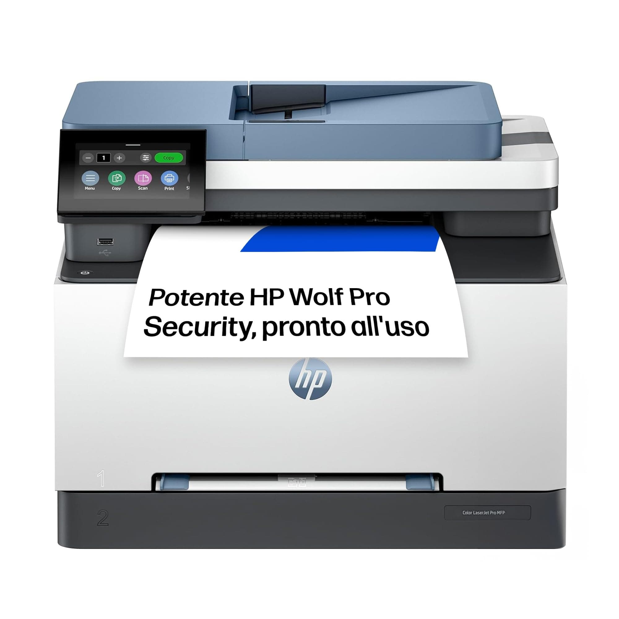 HP Color LaserJet Pro 3302fdw 499Q8F, Stampante Multifunzione A4, Stampa Fronte e Retro Automatico, 25 ppm B/N e a Colori, USB, Wi-Fi, Ethernet, Fax, Copia, Scansiona, ADF da 50 Fogli, Smart, Blu