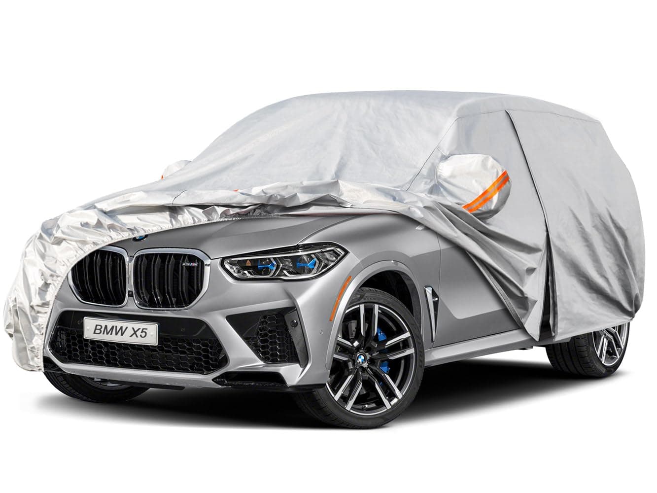Kayme Funda Coche Exterior, Compatibles con BMW X5 (2010-2025), Cubierta para Coche Impermeable Transpirable Anti-UV Antipolvo de 6 Capas, Cubre Coche con Cremallera y Forro de Algodón.