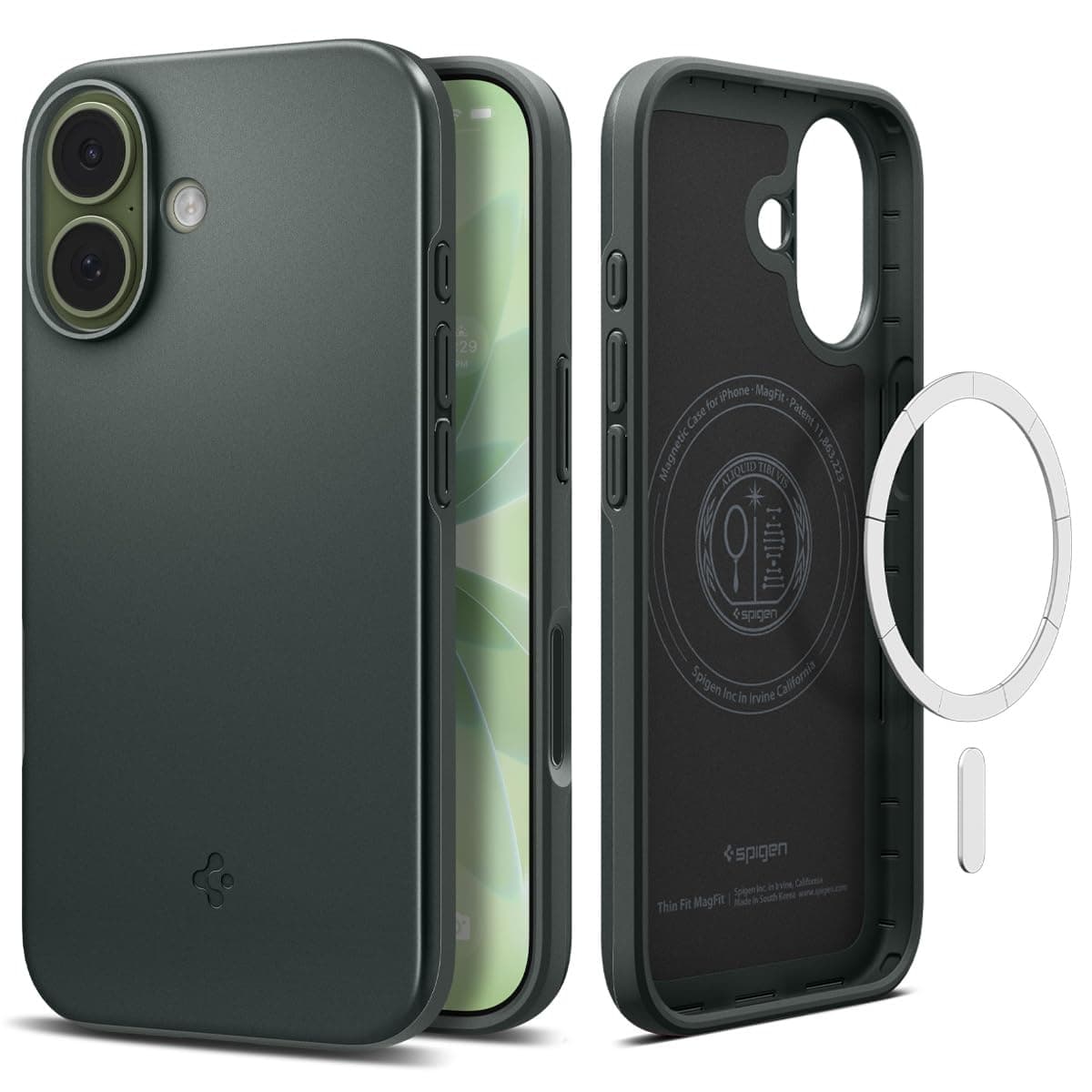 Spigen iPhone 17 Hülle [Militärgeprüfter Schutz] Thin Fit MagFit Case Handyhülle Slim Kompatibel mit MagSafe –Abyss Green