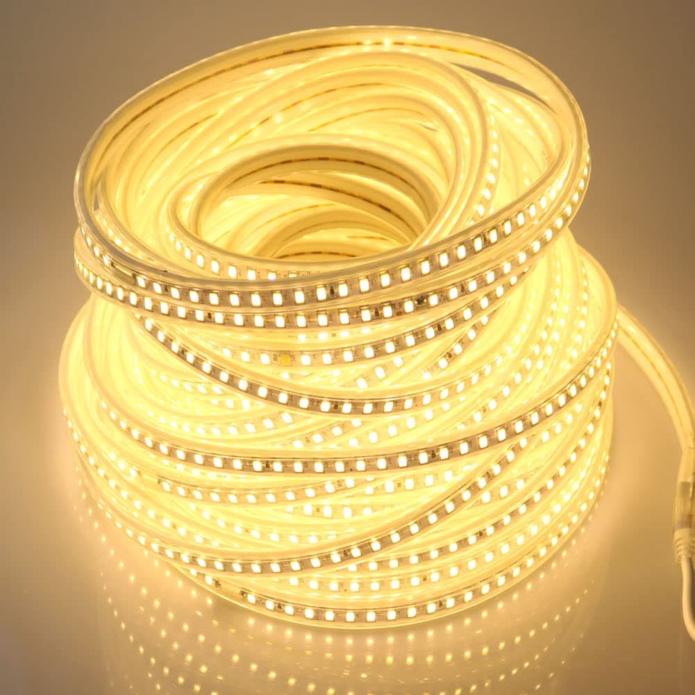 pcning Bandeau LED Exterieur IP67 Etanche 25 Metres 220V IP67 Etanche, SMD 5730 120led / m Ruban de 25m Blanc Chaud (Blanc Chaud, 25)