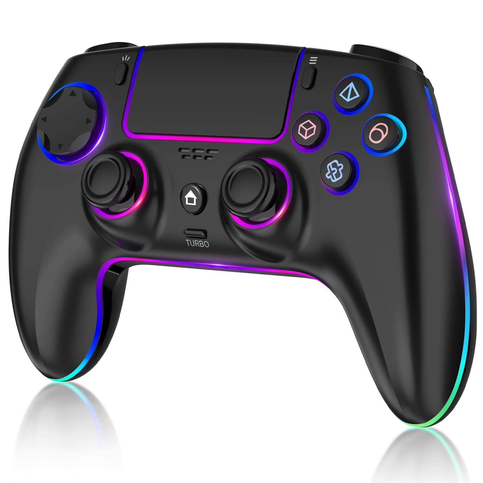 MYSTILUCK Mando Inalámbrico para PS5/PC/MAC/iOS/Android/Steam Deck, Gamepad con 7 Colores RGB Variables/Joysticks y Gatillos con Effect Hall/Doble Vibración/Conexión para Auriculares/Batería 1500 mAh