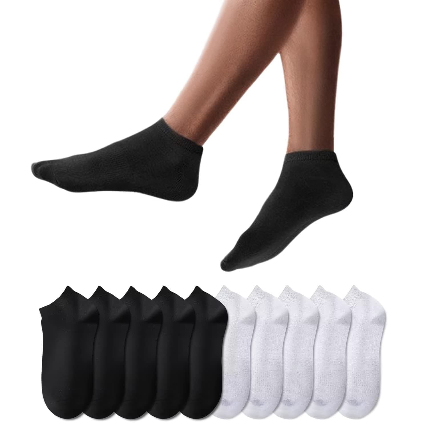 YouShow Chaussettes de Basket Hommes Femmes 10 Paires Chaussettes mi Chaussettes Courtes Coton Unisexe OEKO-TEX Standard 100
