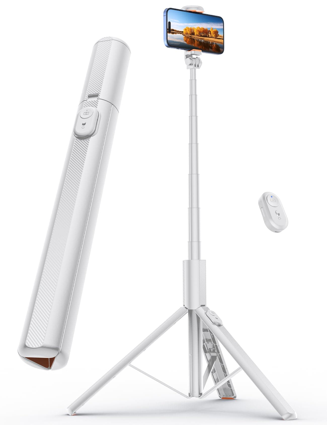 ANXRE 180cm Trepied Smartphone Monopods Portable, NT79 Extensible Perche a Selfie avec Télécommande Détachable, Trepied Telephone Pied Telephone Compatible avec Phone Camera Gopro (White)