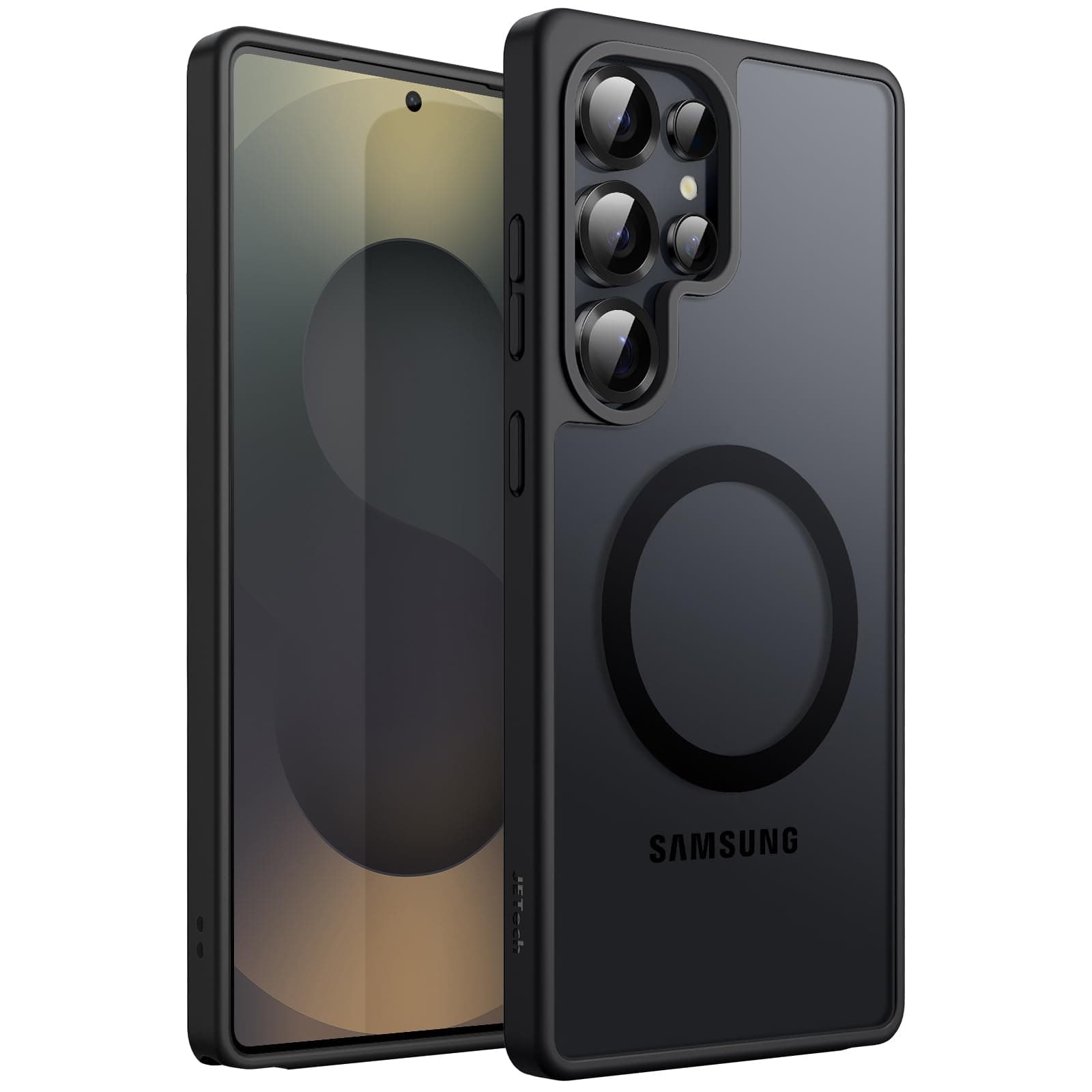 JETech Magnetisch Hülle für Samsung Galaxy S25 Ultra 5G, Kompatibel mit MagSafe, Transluzente Matt Rückseite Stoßfeste Handyhülle (Titanium Black)