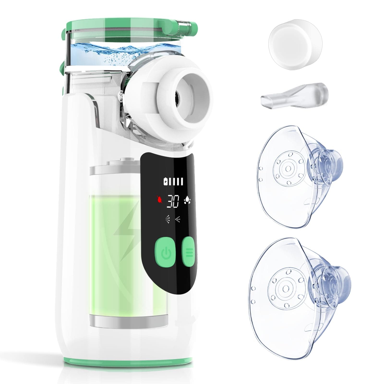 Wholede Aerosol Portatile Silenzioso, Ricaricabile Macchina Aerosol per Adulti e Bambini, Aerosol Ultrasuoni con 2 Maschere e Boccaglio(Nuova Versione 2025)