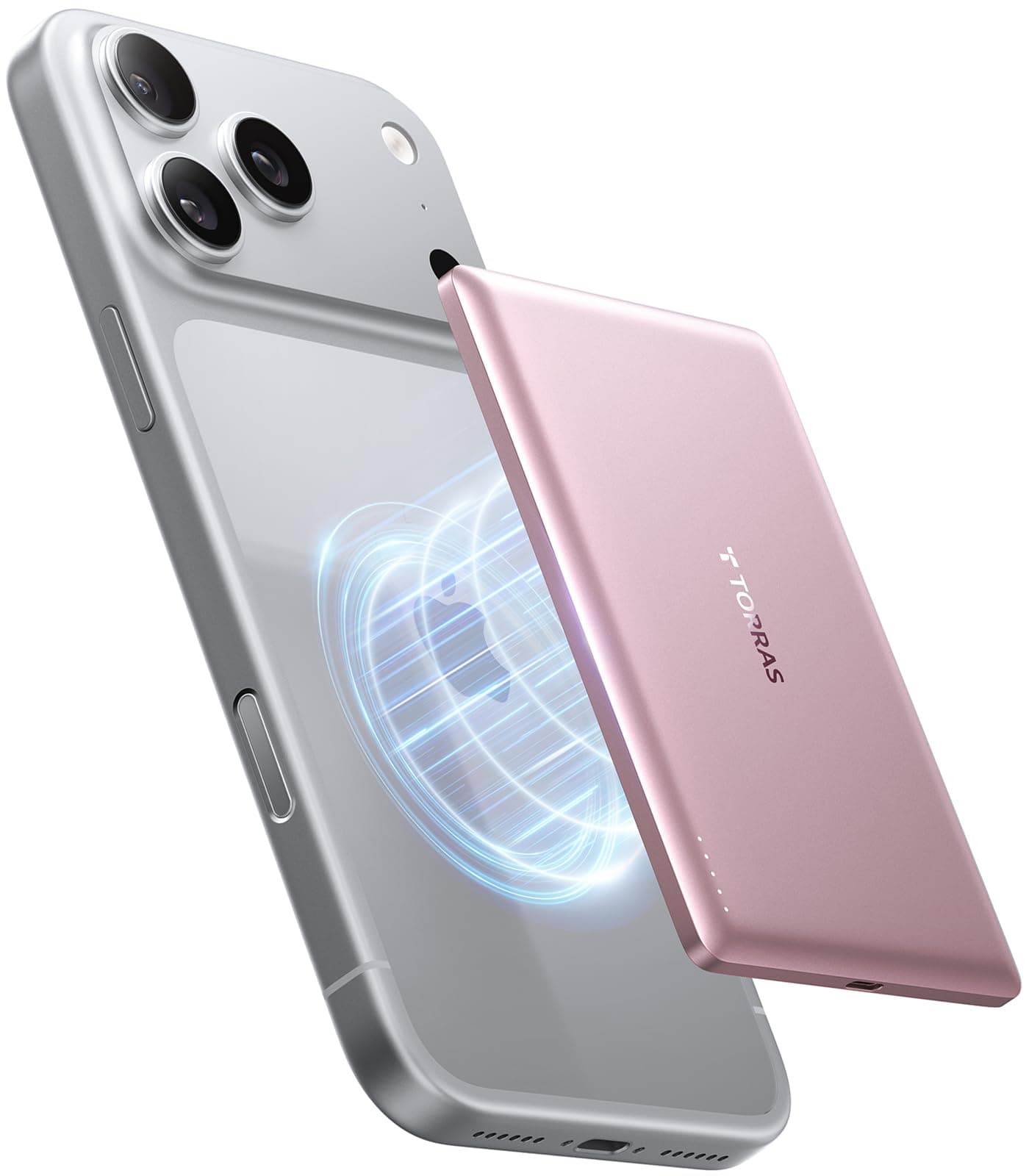 TORRAS MiniMag Ultra Slim Powerbank für Magsafe, 18W Schnellladen 5000mAh Magnetische Powerbank Klein, Wireless Externe Akkupack mit USB-C-Kabel für iPhone 17 Pro Max/Air/16/15/14/13/12, Rosa Titan.