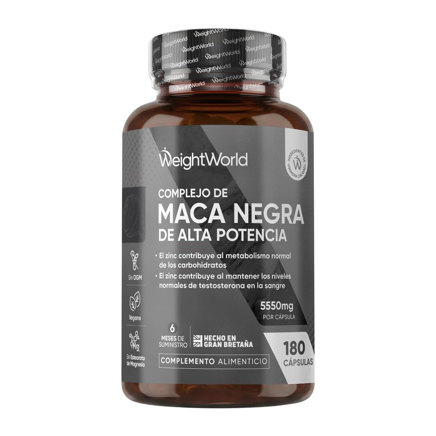 Maca Negra y Amarilla Andina Complex 5000mg de Potencia -100:1 para 6 Meses | 180 Maca Cápsulas Veganas - Con Zinc, L-Arginina, Ginseng y Pimienta Negra, Sin Estearato de Magnesio