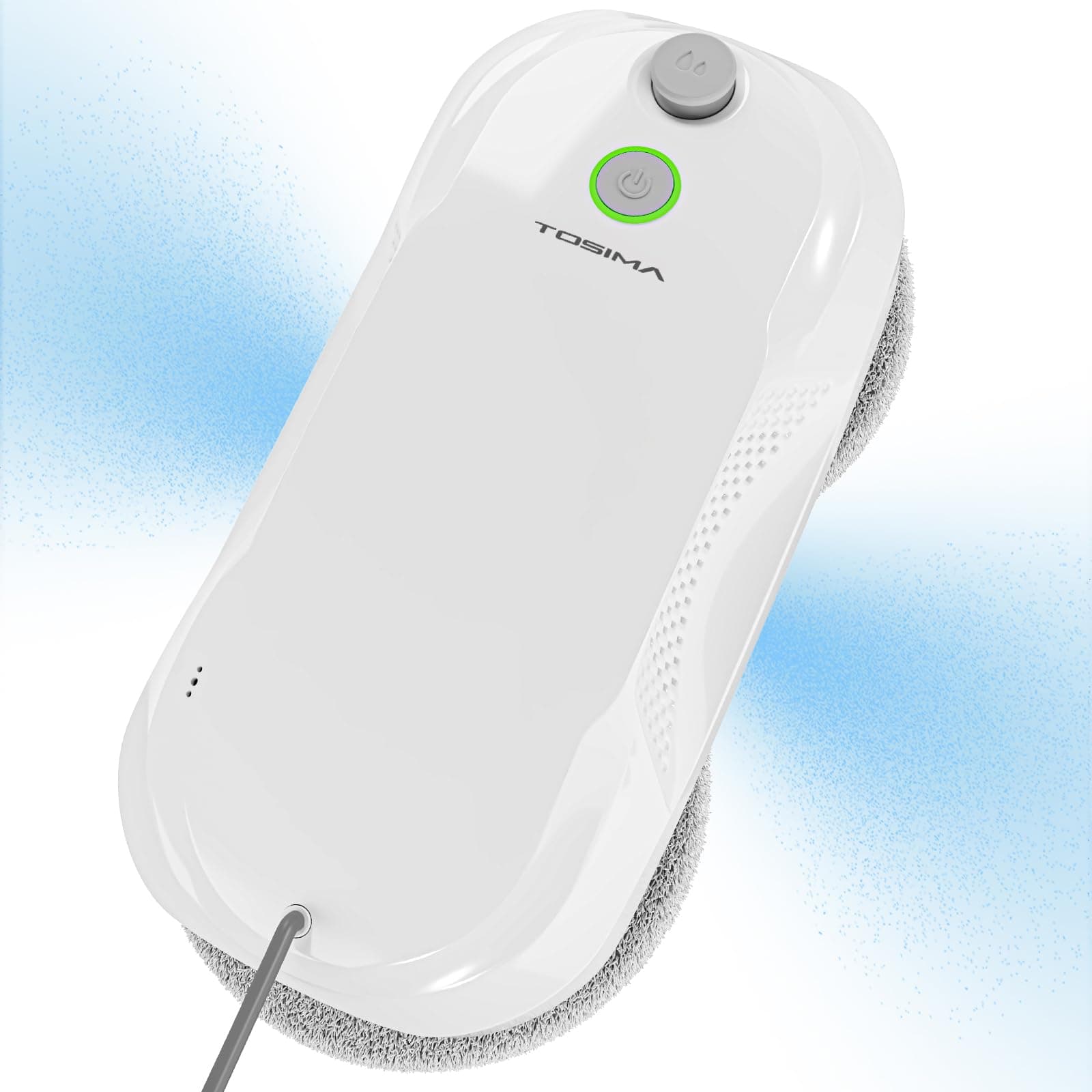 Tosima W5 Robot Lavavetri Finestre, Robot Pulisci Vetri con Doppio Spray e Aspirazione, Telecomando, Lavavetri Automatico Sicurezza Tripla per Superfici Lisce Interni/Esterni(8 Panni)