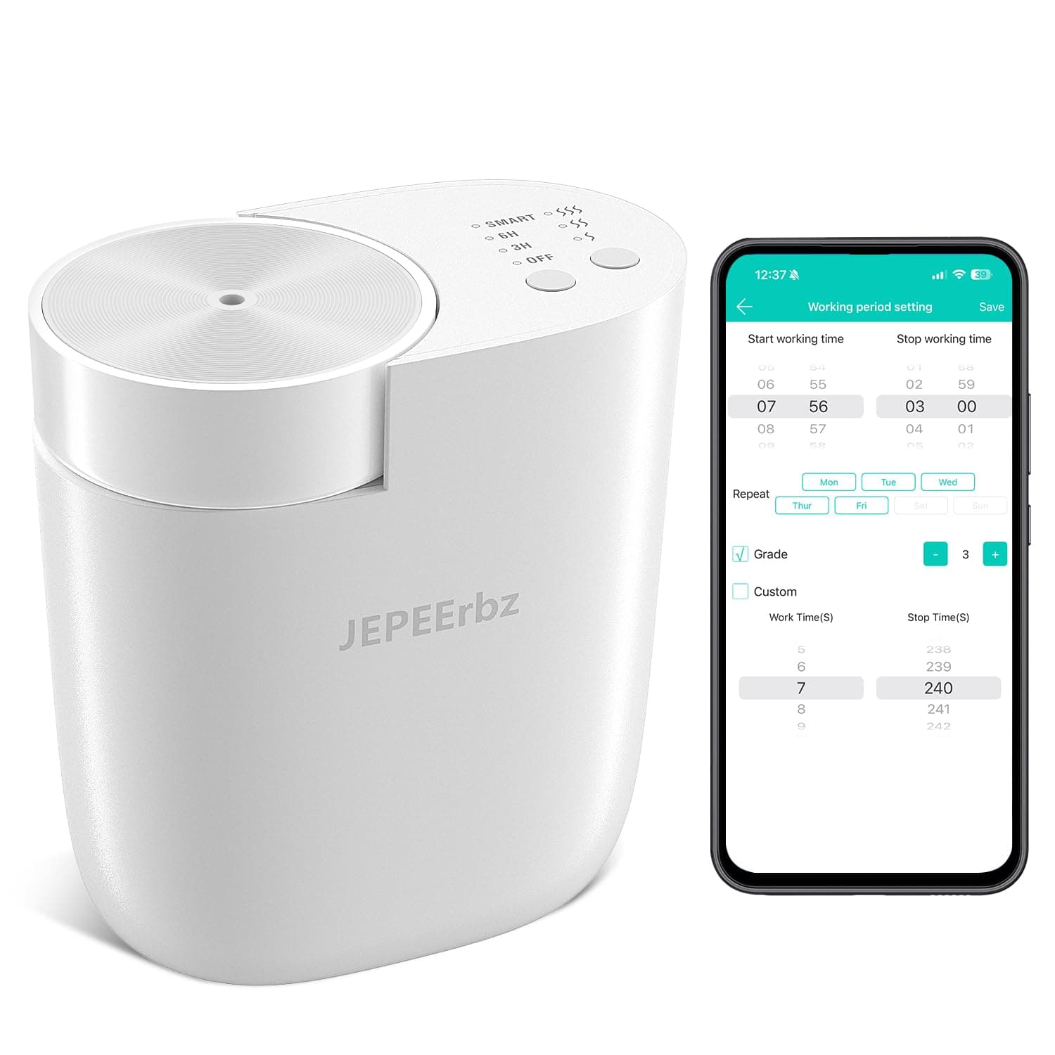 Diffuseur Huiles Essentielles sans Eau, À Branchement Mural, Bluetooth et App Connecté, Surface d'Utilisation 500 Pieds Carrés