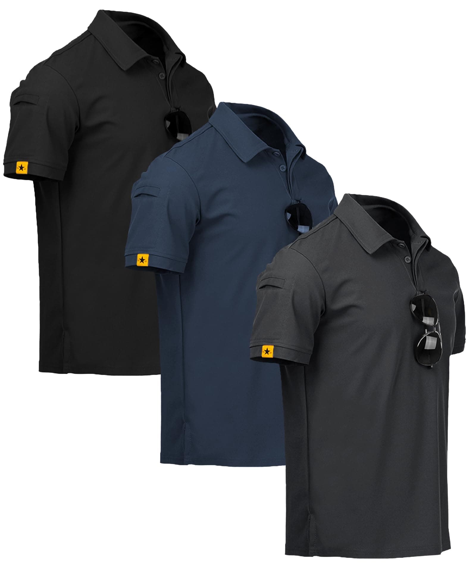 ZITY 3 Pack Polo Uomo Manica Corta Tshirt Traspirante ad Asciugatura Rapida Uomo Polo Estiva Camicia Sportiva Casual Camicia da Golf Regular Fit