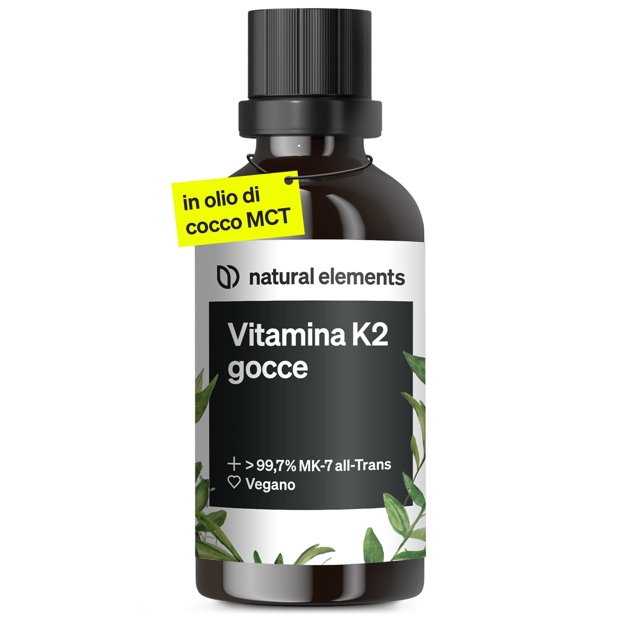 natural elements Vitamina K2 MK-7 200µg - 50 ml - contenuto all-trans > 99,7% - testato in laboratorio, vegano, alto dosaggio e prodotto in Germania