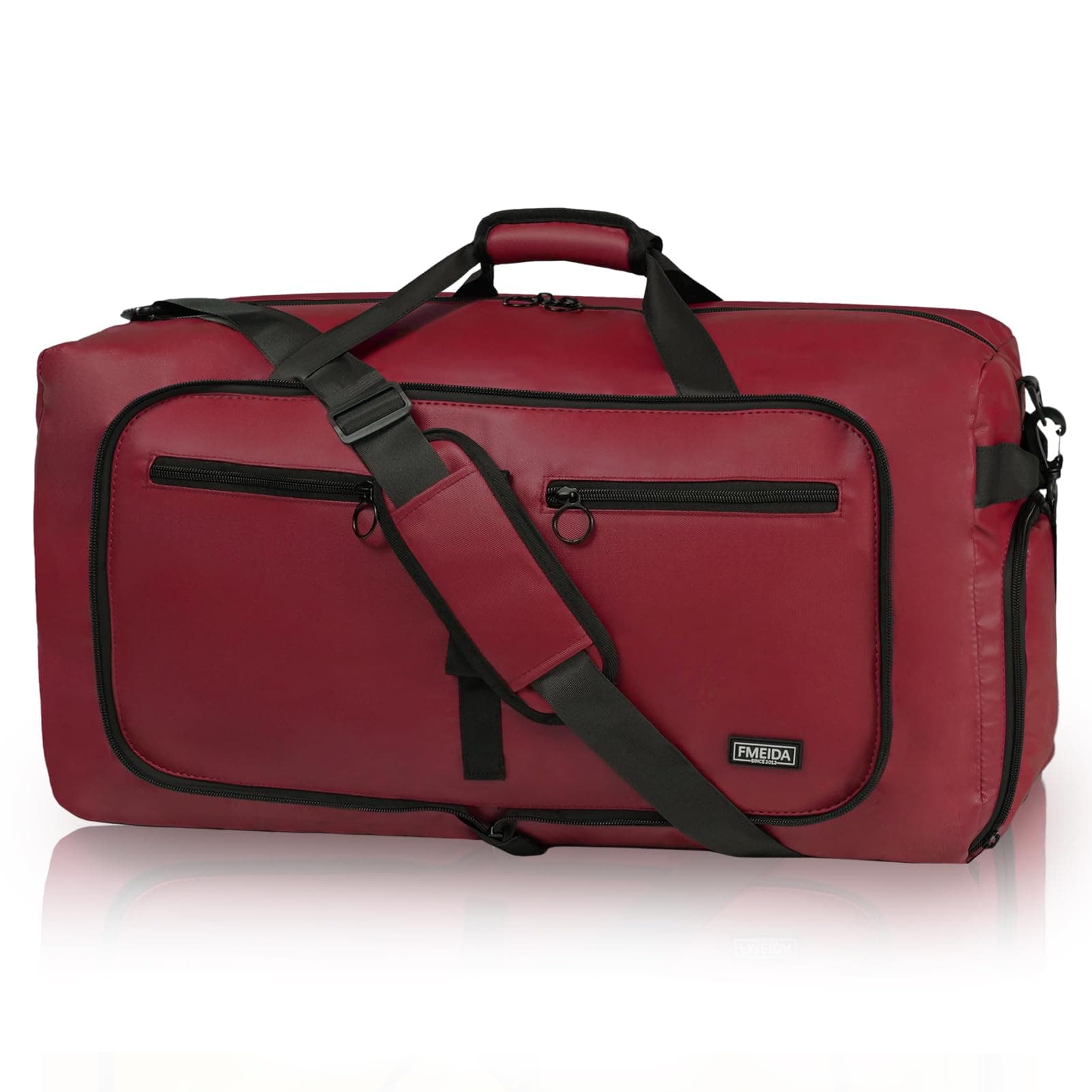 Fmeida Borsone da Viaggio Unisex Adulto, Grande Borsone Palestra con Scomparto per Scarpe e Tracolla, Impermeabile Duffel Bag Borsa Sportivo, Rossa