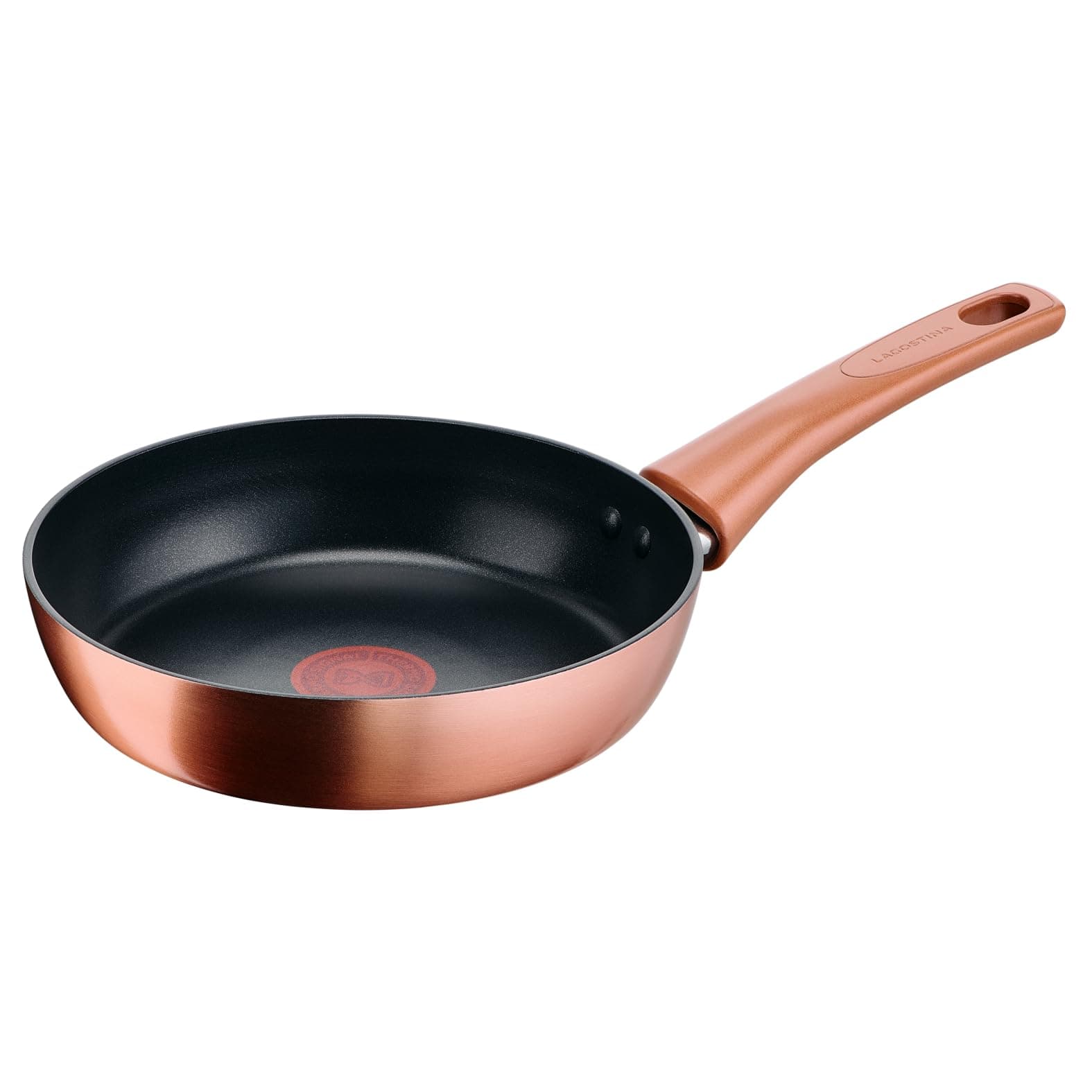 Lagostina Rosé, Padella Antiaderente Ø 20 cm, Rivestimento Titanium, Indicatore di Calore Thermo-Signal, Manico Rivettato, Compatibile con Induzione, Colore Oro Rosa