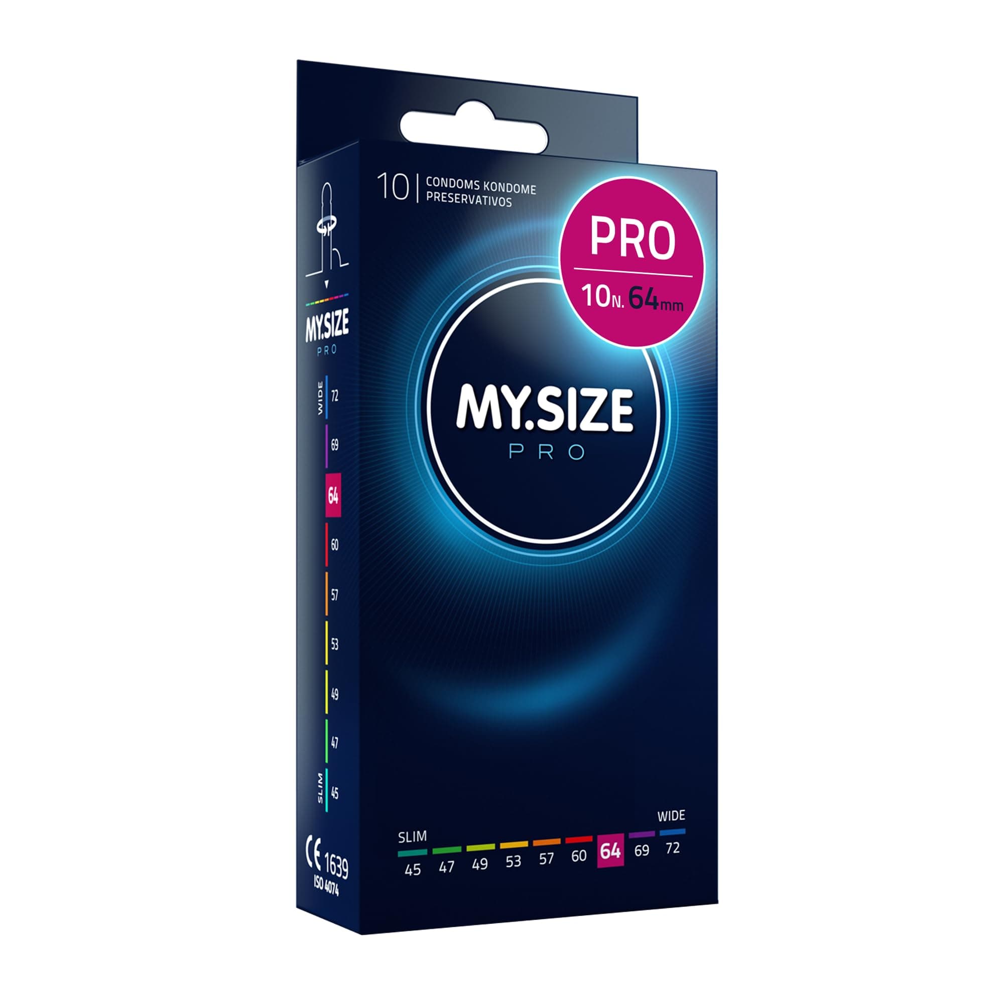 MY.SIZE PRO Preservativi ELITE taglia 6, 64 mm, XXL, 10 pezzi, vestibilità perfetta e dimensioni adatte a tutti