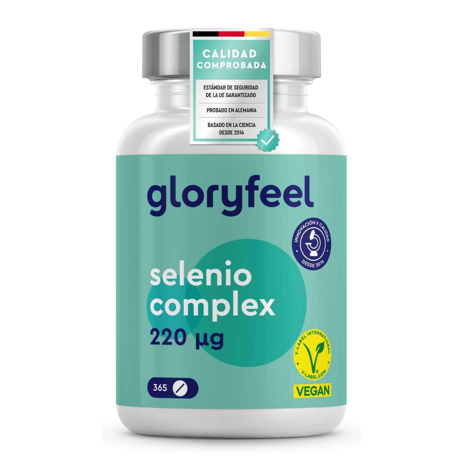 Selenio 220 mcg - 365 Tabletas (Para 1 año) - Complejo de selenito de sodio y L-selenometionina - Función normal de la tiroides, sistema inmunológico, cabello y uñas - Sin Aditivos