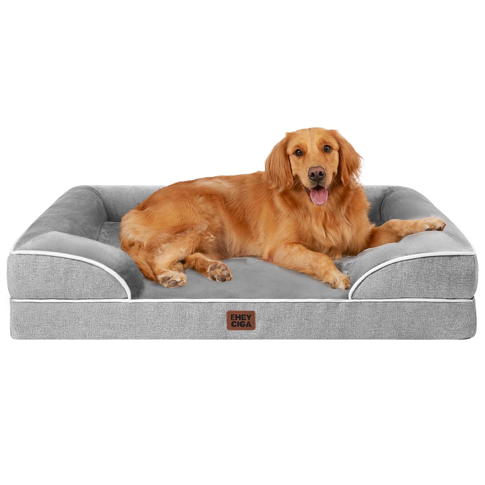 EHEYCIGA Cama Perro Extra Grande 112x81x16cm, Colchon Perro Impermeable Lavable con Espuma Viscoelástica, Sofá Perro Ortopedica Desmontable, Gris