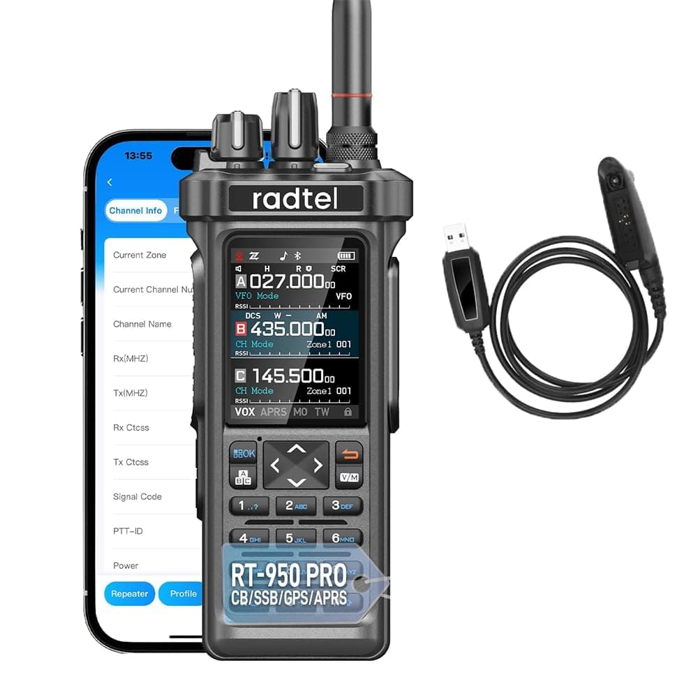 Radioaficionado Radtel RT-950 Pro, GPS/APRS, walkie-Talkie de 10 W, Radio portátil de Largo Alcance, recepción Am/FM/CB/SO/OM/OL, programación de Aplicaciones Bluetooth, NOAA, analizador de Espectro