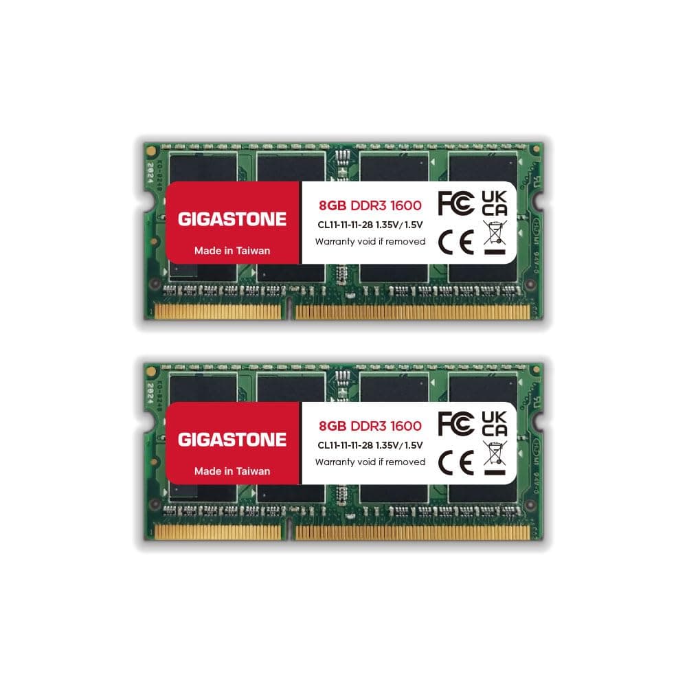 [RAM DDR3] Gigastone Computer portatile RAM 16GB (2x8GB) DDR3 16GB DDR3-1600MHz PC3-12800 Unbuffered Non-ECC 1.35V CL11 SODIMM RAM di Memoria 204 Pin Ideale per Laptop (SOLO Laptop)