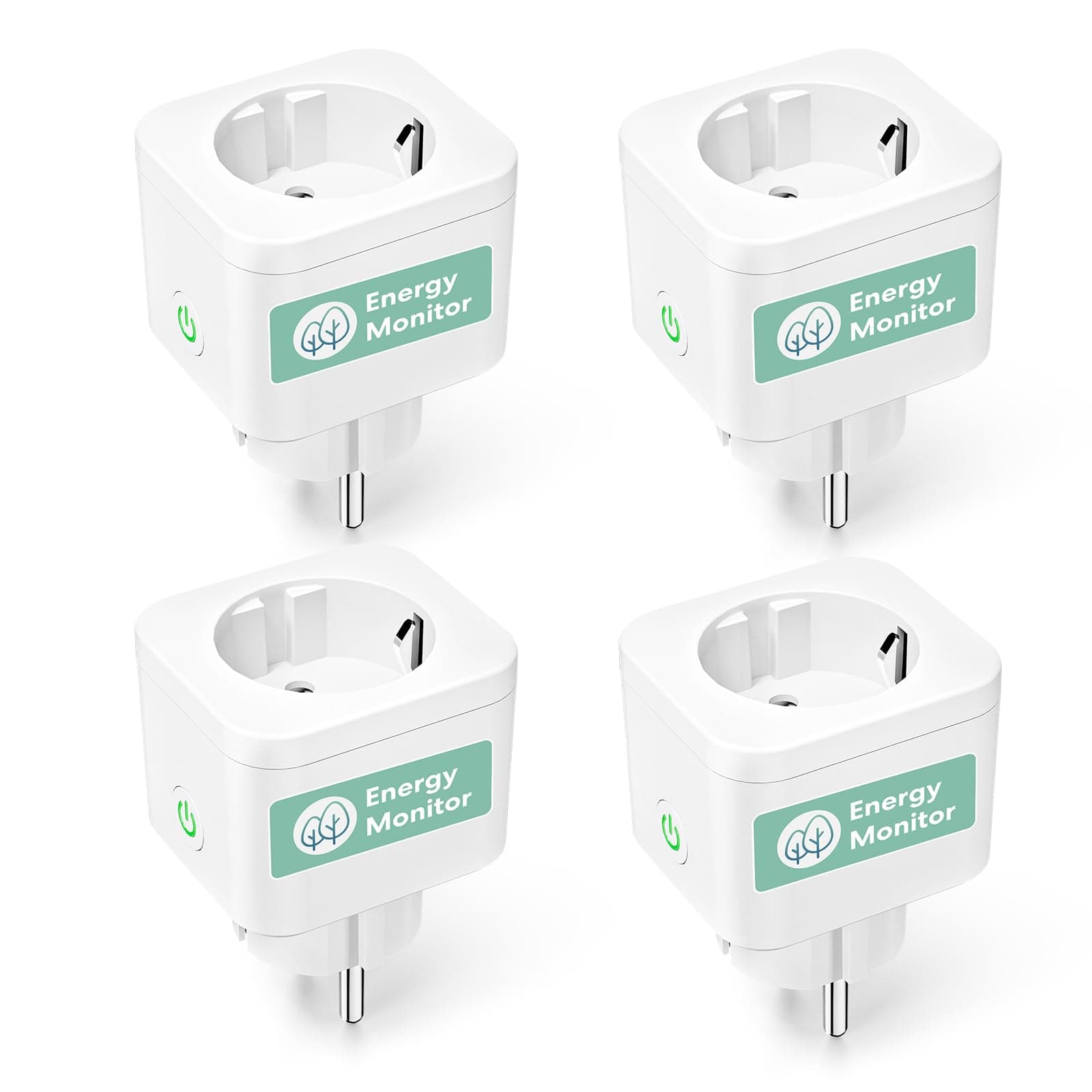 Meross Smart Home Steckdose 4er Pack, WLAN WiFi Steckdose mit Strommessung (16A), kompatibel mit Alexa, Google Home & SmartThings, Sprachsteuerung, Fernzugriff und Timerfunktion