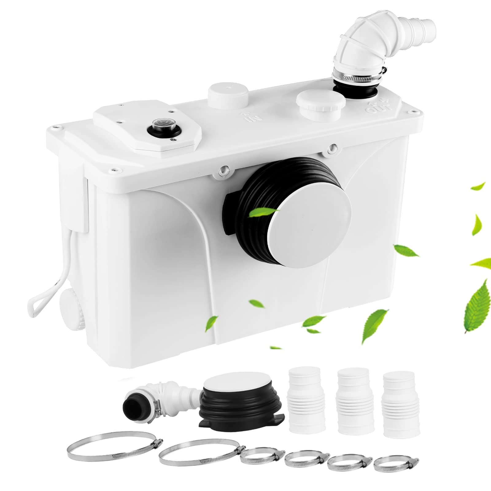 Vigevee Broyeur sanitaire, 700W Broyeur sanitaire Pompe à déchets silencieuse, Actif Jusqu'à190L/min, 4 IN 1Pompes de Relevage Pompes à Eaux Usées pour toilettes, lavabos, éviers, douches