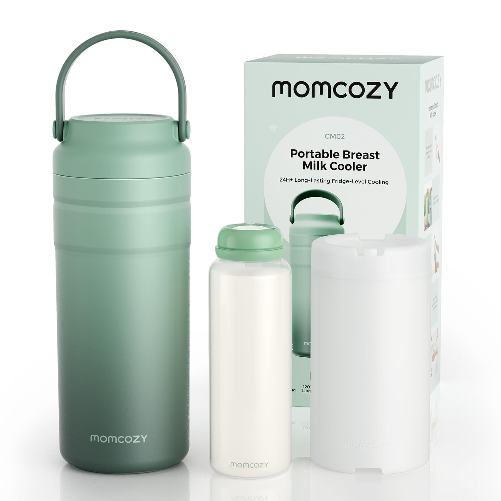 Momcozy Enfriador Portátil de Leche Materna para Uso en Exteriores, 24 h de Refrigeración sin Hielo, Contenedor para Biberones de Leche Materna, 355 ml, a Prueba de Fugas, Mini Nevera Outdoor