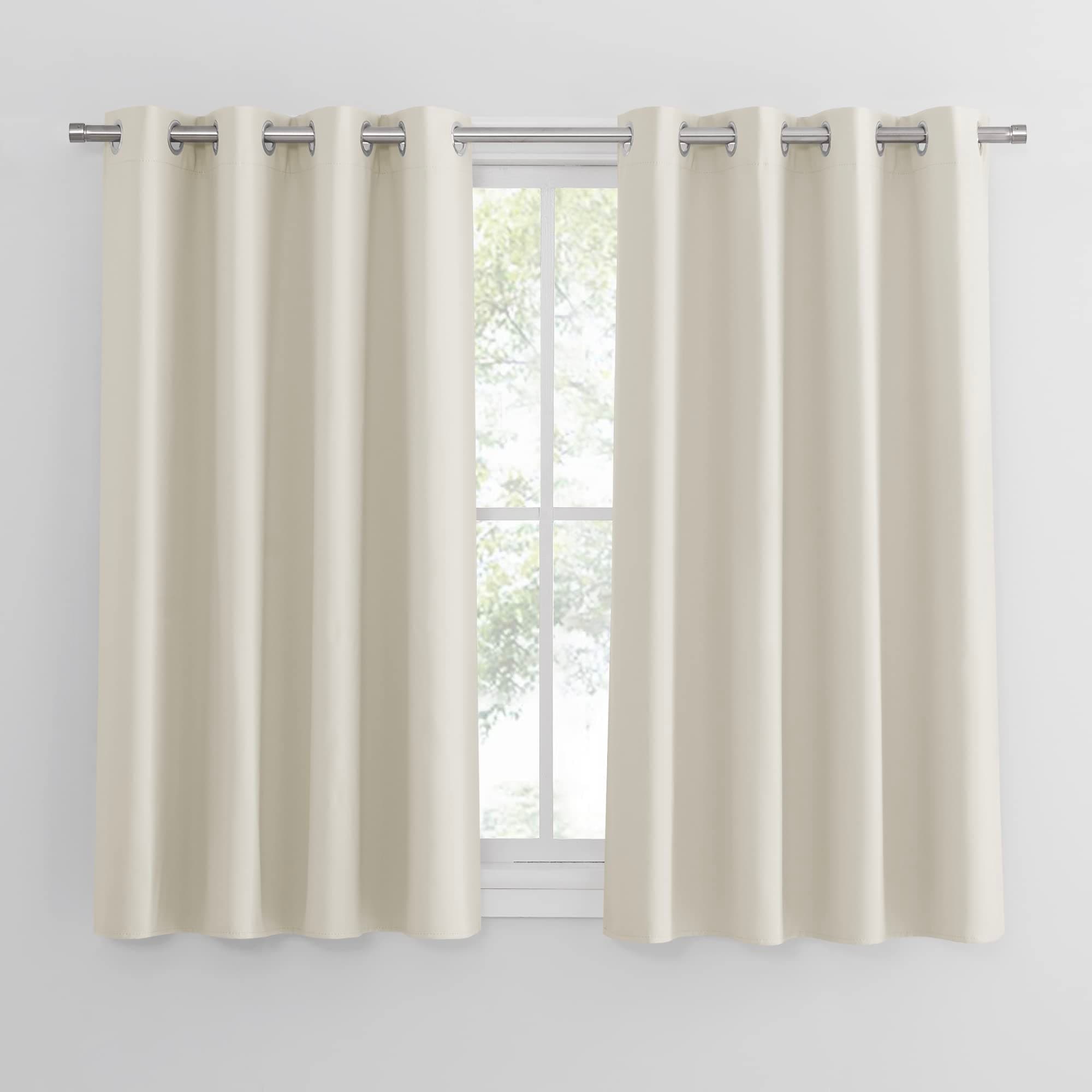 PONY DANCE Tenda Oscurante Finestra Tende Cucina con Anelli - Tende Oscuranti per Interni Finestre Piccole Bambini Tende per Interni 2 Pezzi L 117 x A 137 cm, Beige Chiaro