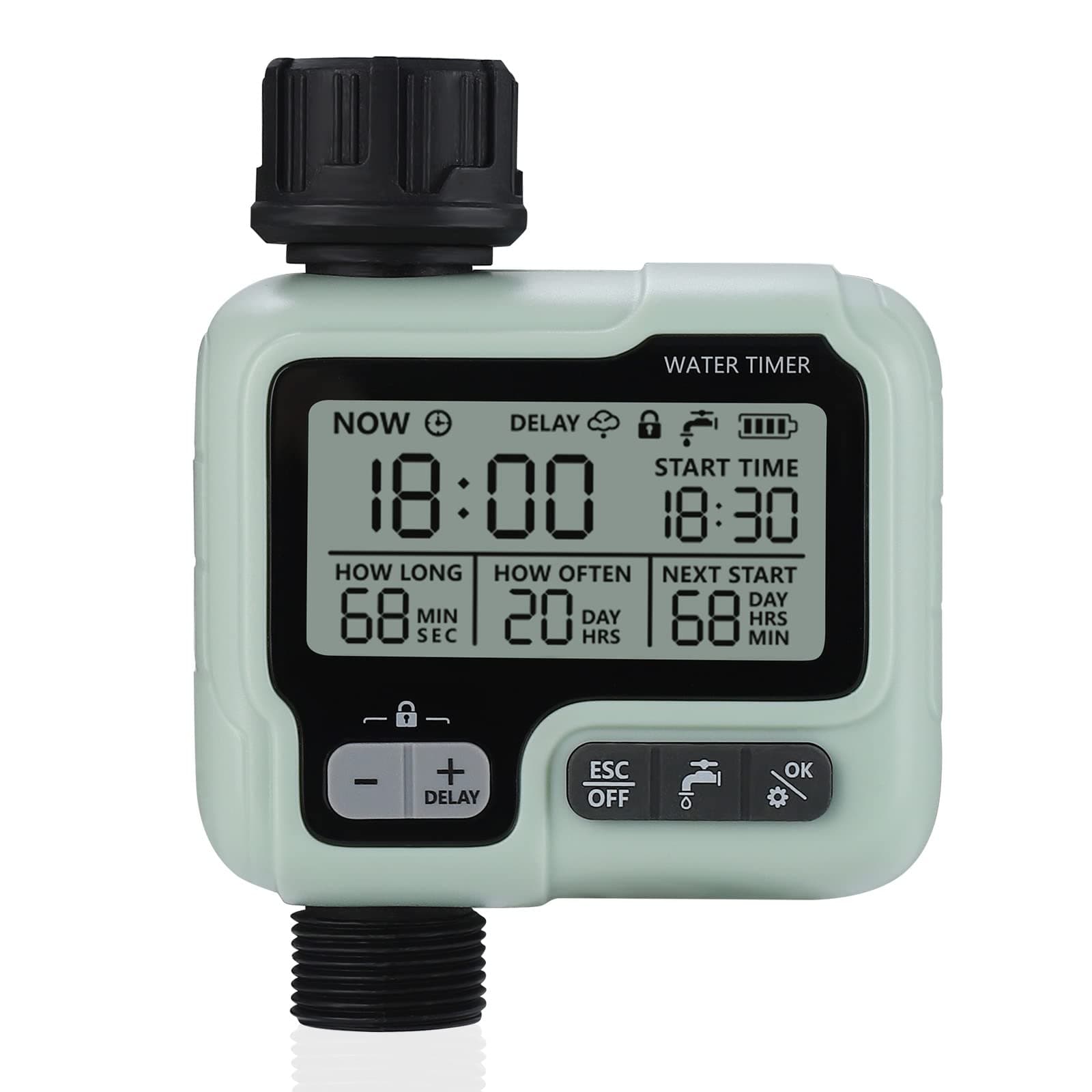 Johgee Irrigatore Giardino Timer per Irrigazione Giardino computer irrigazione IPX5 Timer automatico dell'acqua Facile Controlla