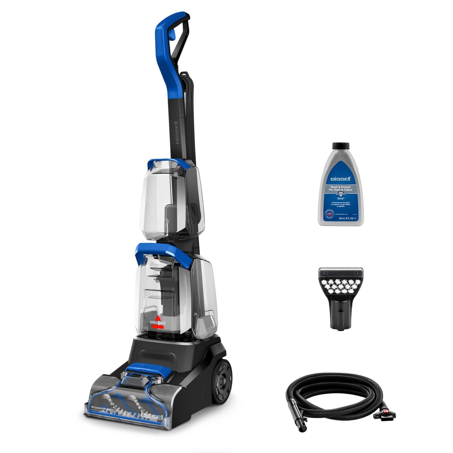 BISSELL PowerWash Compact Pet, Aspiradora de Agua Tapicería y Alfombras Compacto, Manchas y Olores Mascotas, Lava aspiradora Multisuperficie, Accesorios Desmontables, 600W, Portable, con Cable, 4058N
