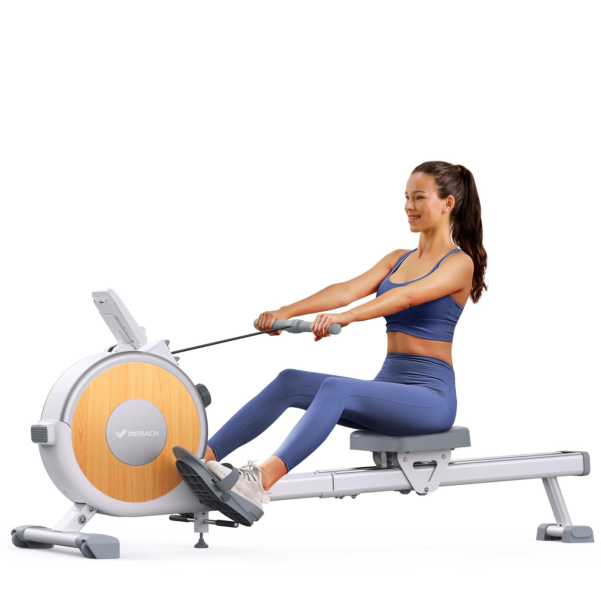 MERACH Máquina de Remo para Casa, 16 Niveles de Resistencia, Remo Magnético Silencioso con App Exclusiva, Rieles Dobles Mejorados para Mayor Estabilidad