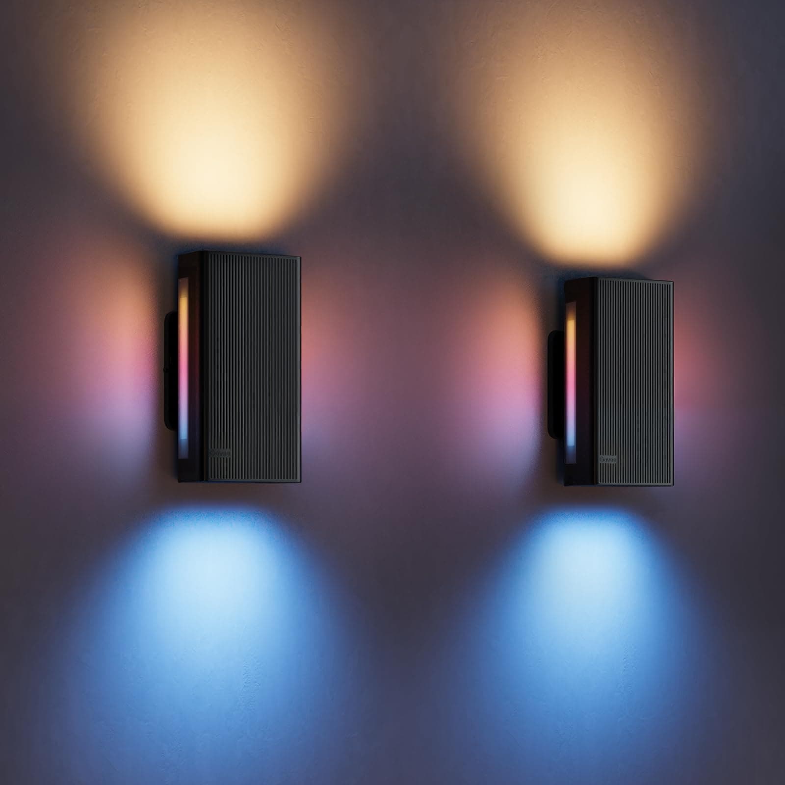 Govee Outdoor UpDown Wandleuchte RGBICWW, 1400LM LED Wandleuchte Aussen mit 64 Szenenmodi, IP66 Wasserdicht Wandlampe, Funktioniert mit Matter, Alexa und Google Assistant, 2er-Pack