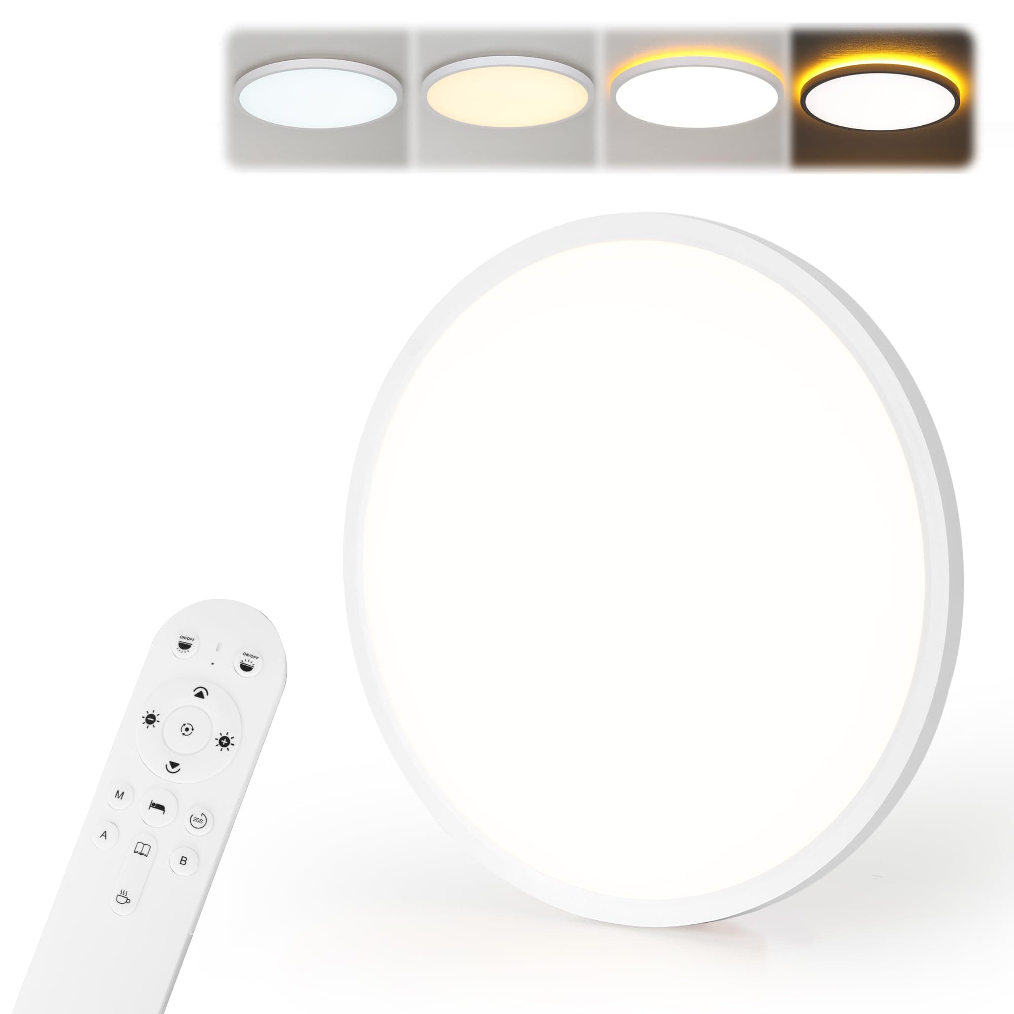 MoonYard Lámpara de techo LED, redonda, plana, Ø50cm, 50W, 5400lm regulable con mando a distancia para dormitorio, habitación infantil y salón