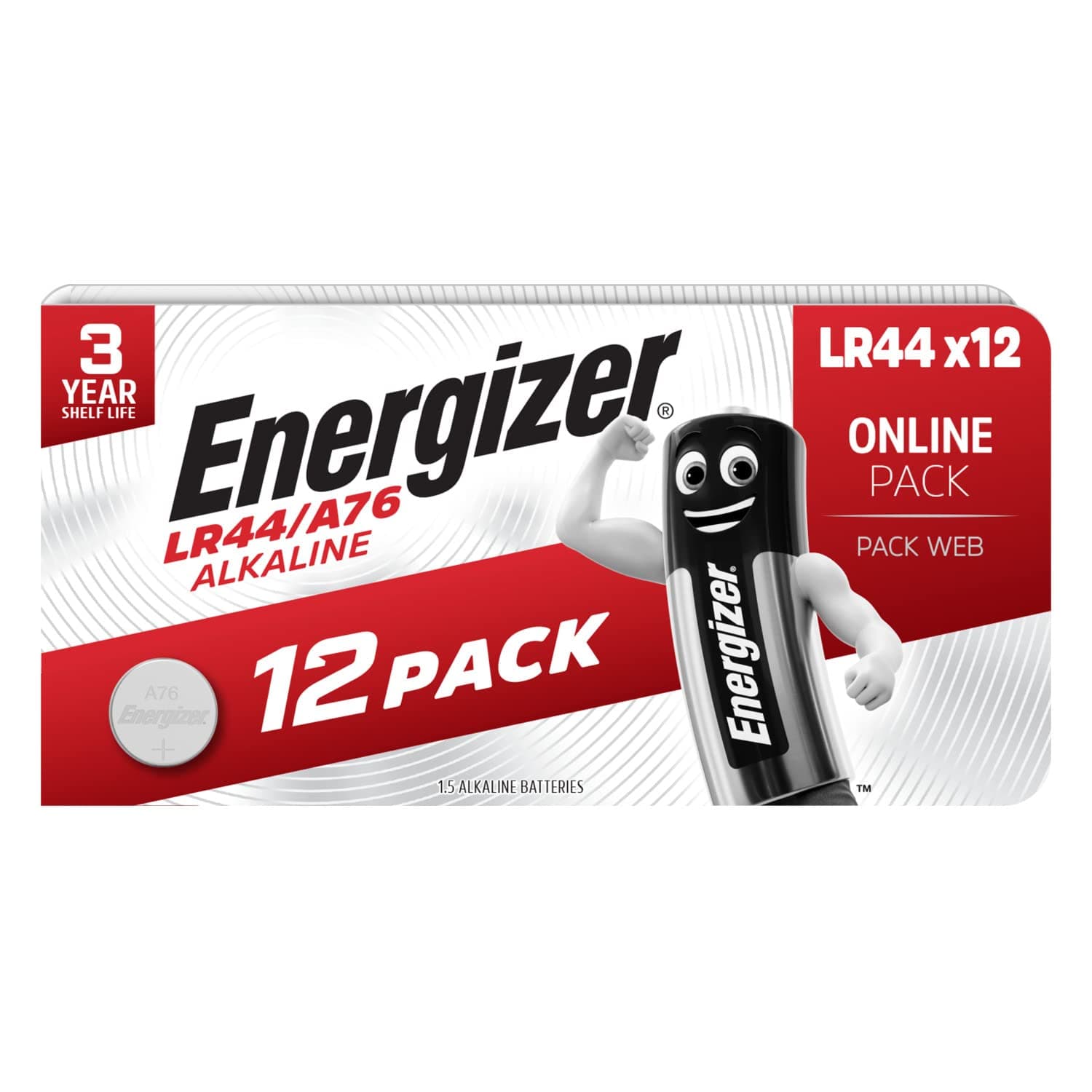 Energizer Pile LR44 (Confezione da 12) - Batterie A76 - Per l’utilizzo in termometri digitali, calcolatrici, torce, orologi da polso [Esclusiva Amazon]